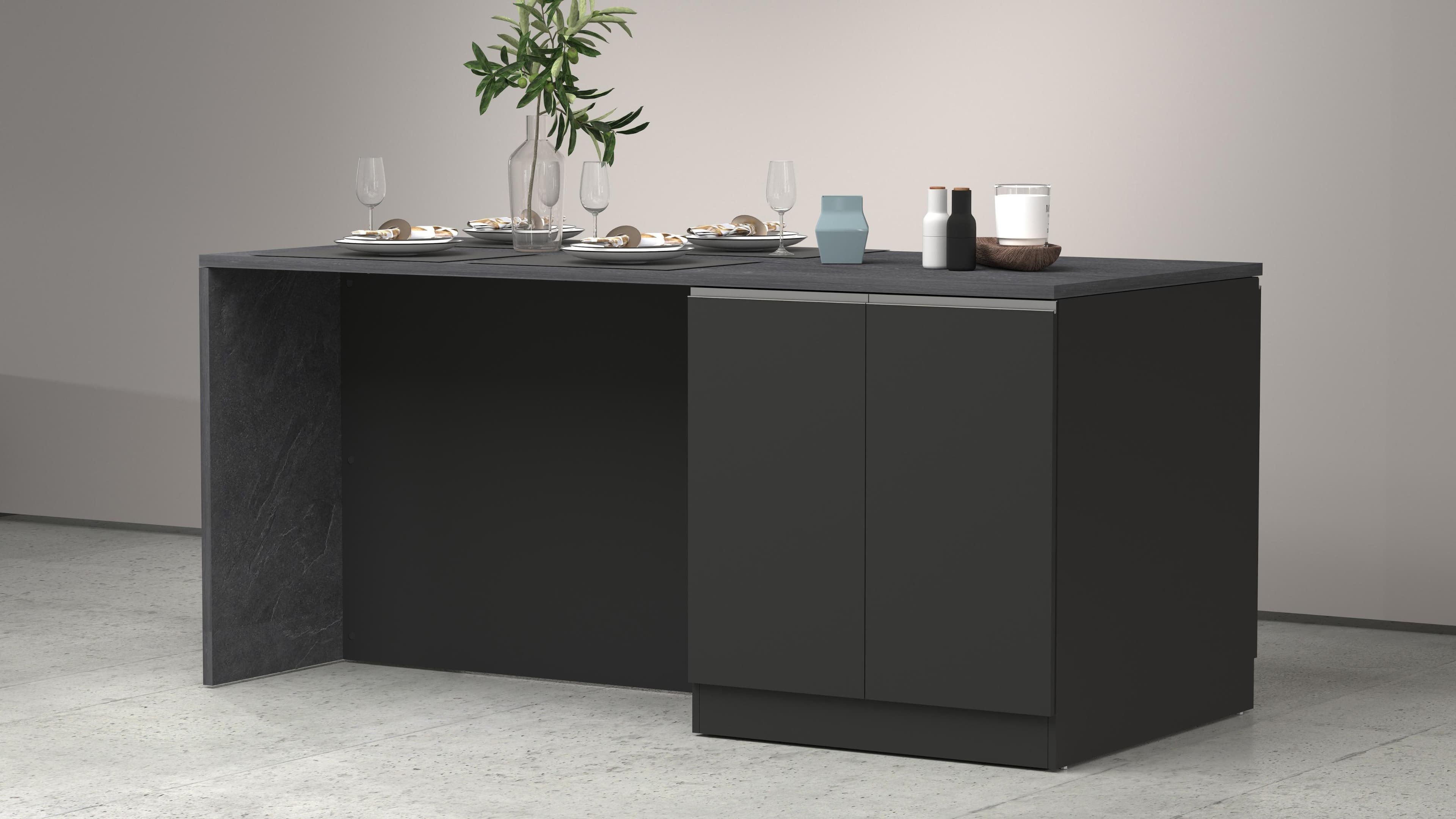 KOCHSTATION Sole Kücheninsel: Multifunktionale Arbeitsinsel mit Aluminiumgriffen