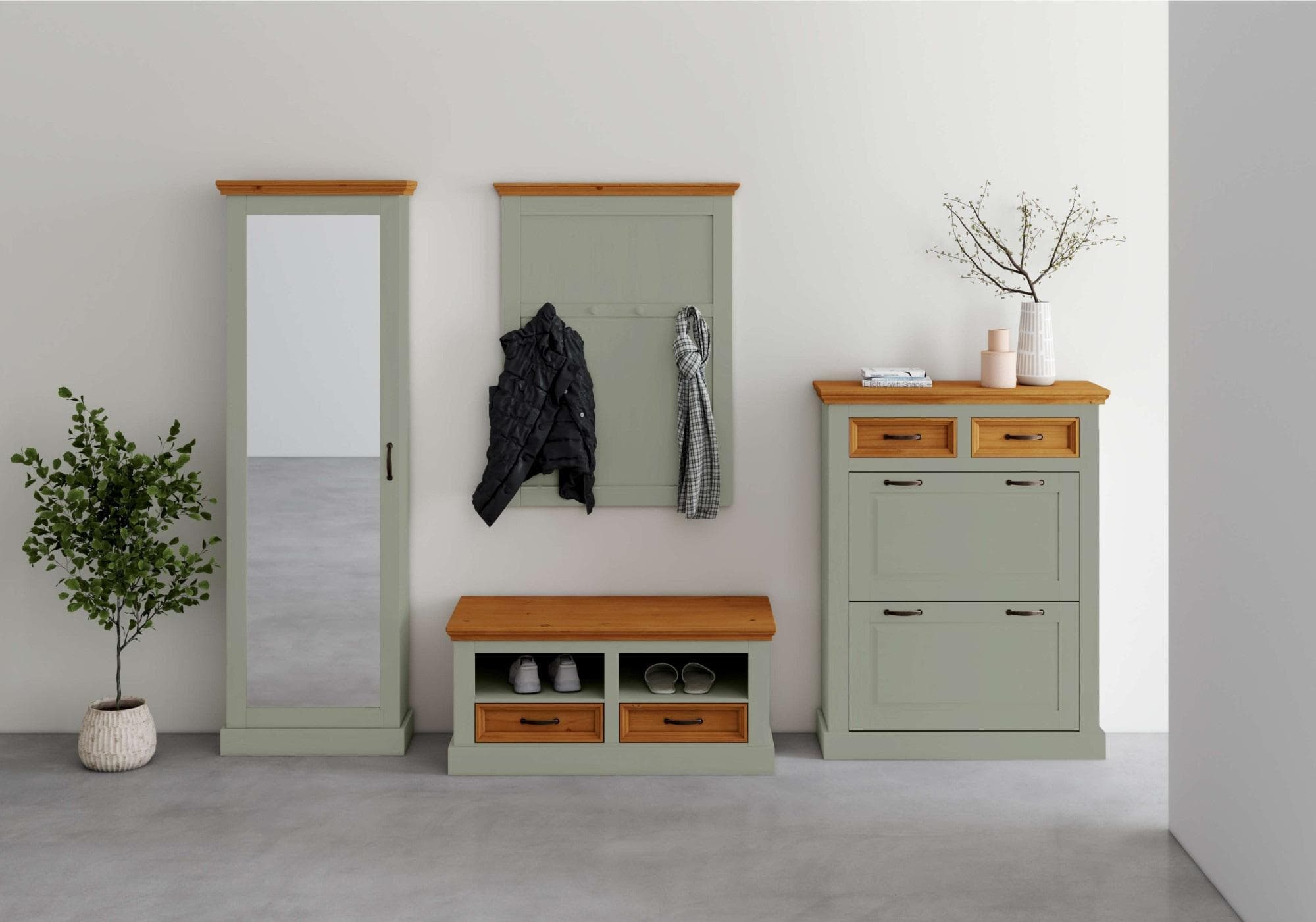 Home Affaire Schuhkommode Selma Grün FSC®-zertifiziertes Massivholz