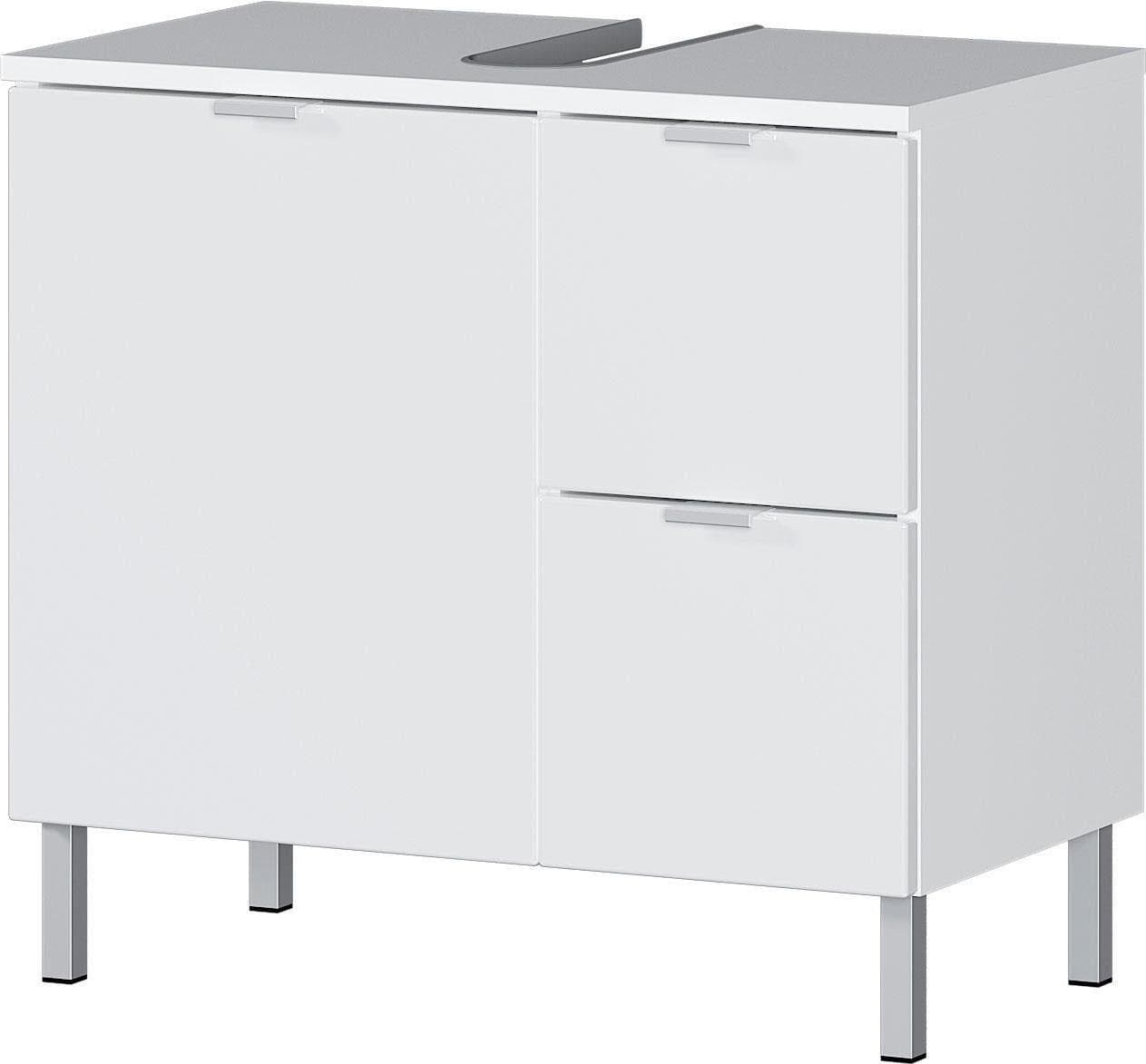 Weißer Waschbeckenunterschrank mit Tür und Einlegeboden