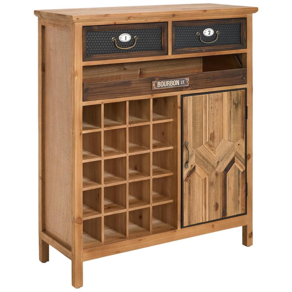 Landscape Barschrank Natur Schwarz Massiv 6 Fächer 3 Schubladen