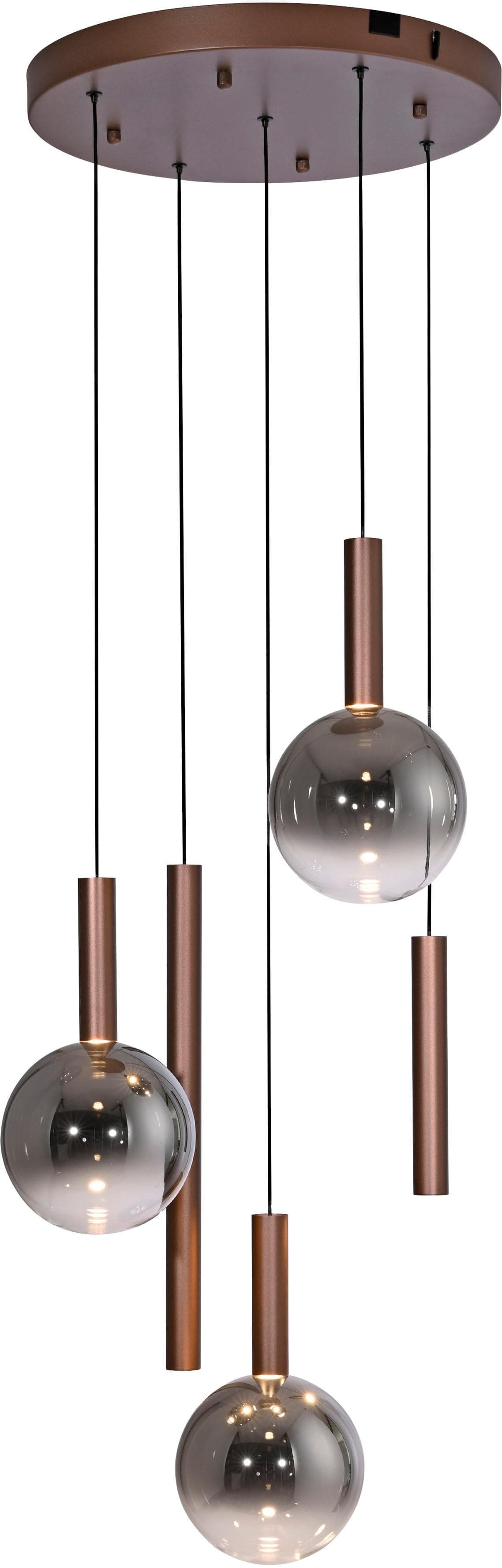 Paul Neuhaus LED-Hängelampe Bowl Ø 54 cm Braun/Grau