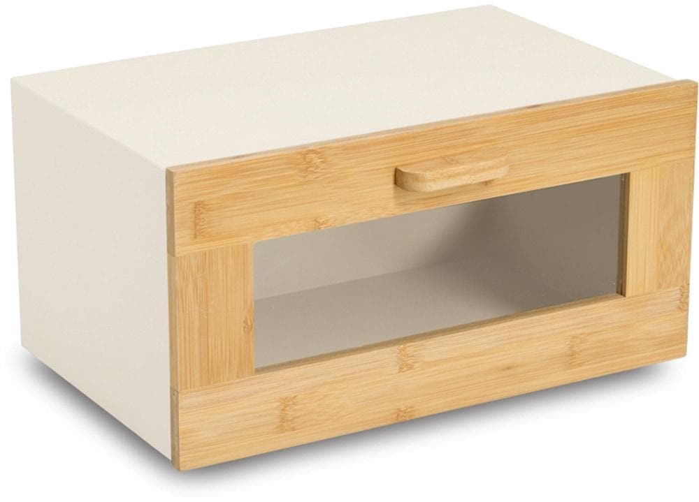 Brotkasten ZELLER PRESENT Beige Metall Bambusklappe