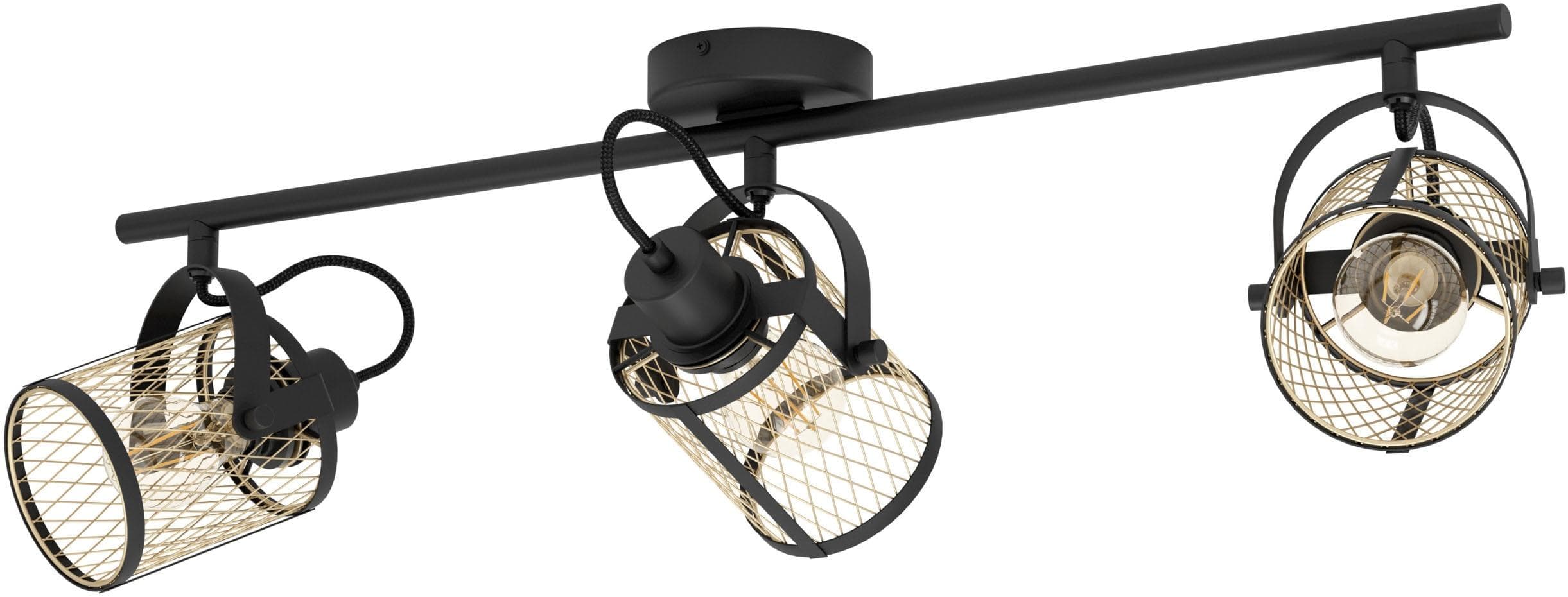 EGLO Deckenspot DELLOW Spotlampe Stahl E27 3x40W IP20 Schwarz