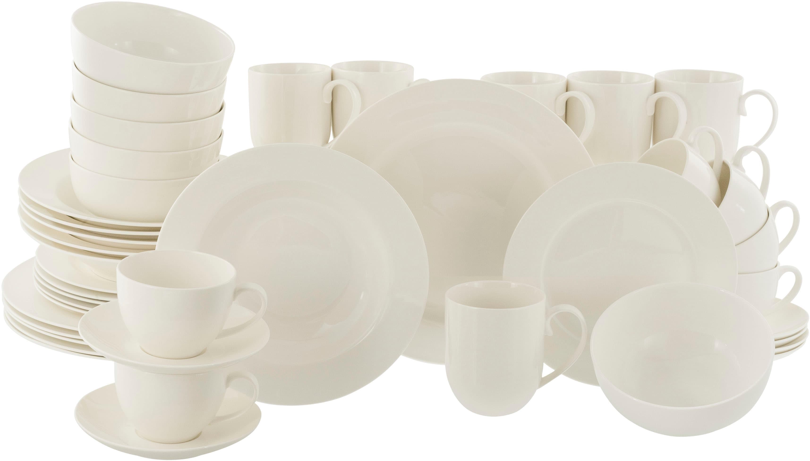 CREATABLE Kombiservice 42-tlg. Porzellan weiß Fahnenform