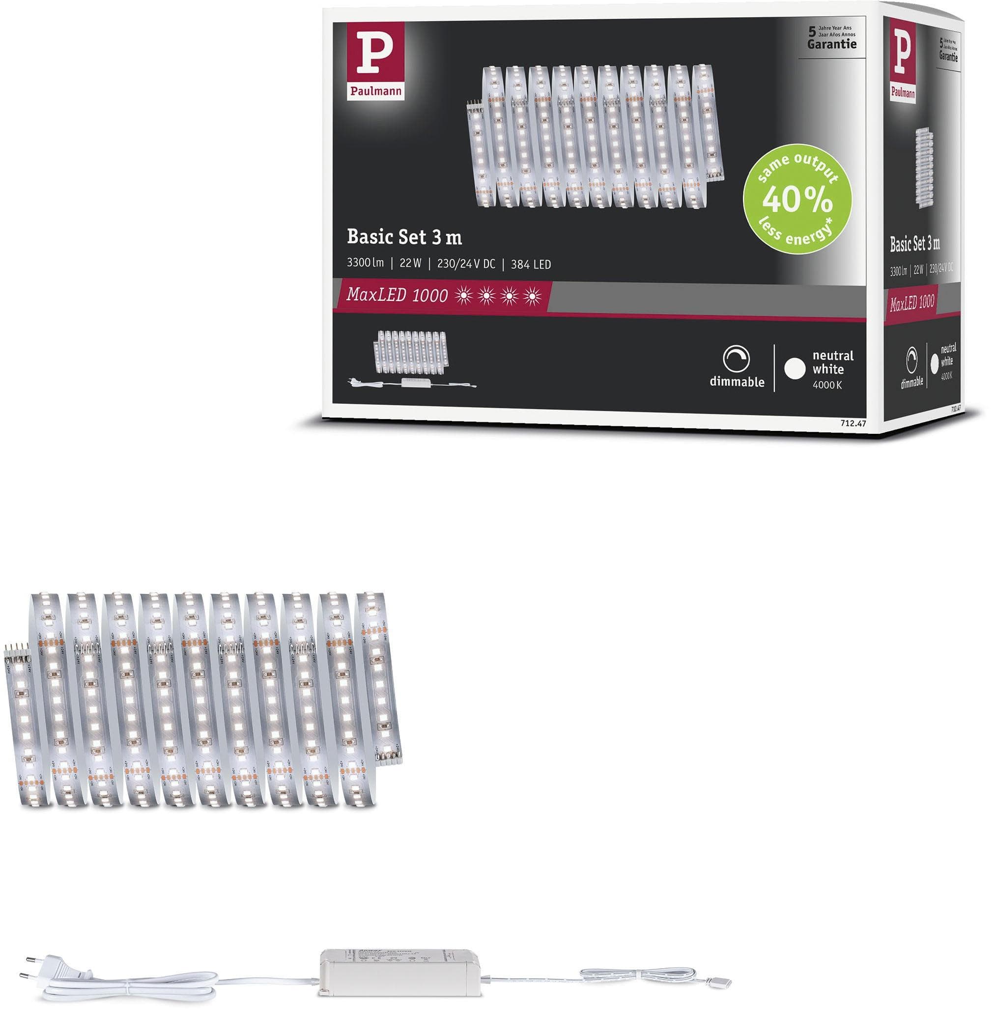 Paulmann LED-Streifen MaxLED 1000 Neutralweiß Silber/Weiß