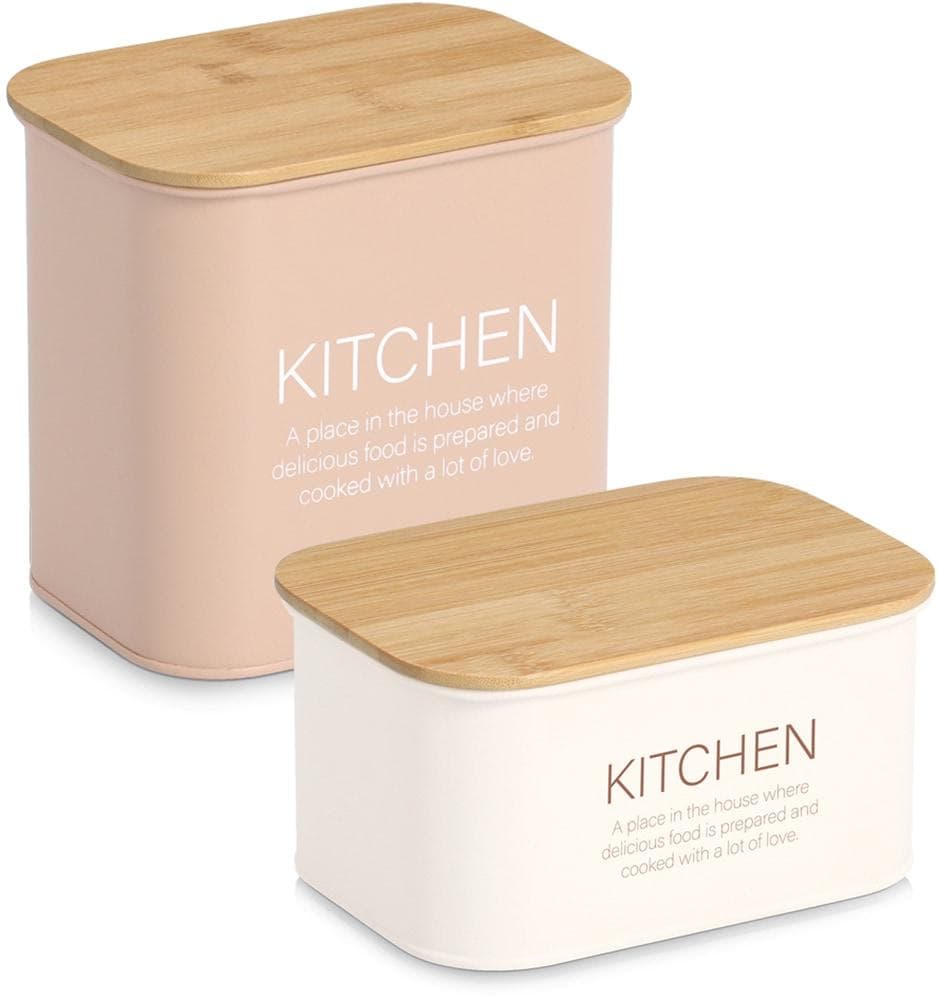 ZELLER PRESENT Vorratsdose mit Bambusdeckel Kitchen creme 1200 ml