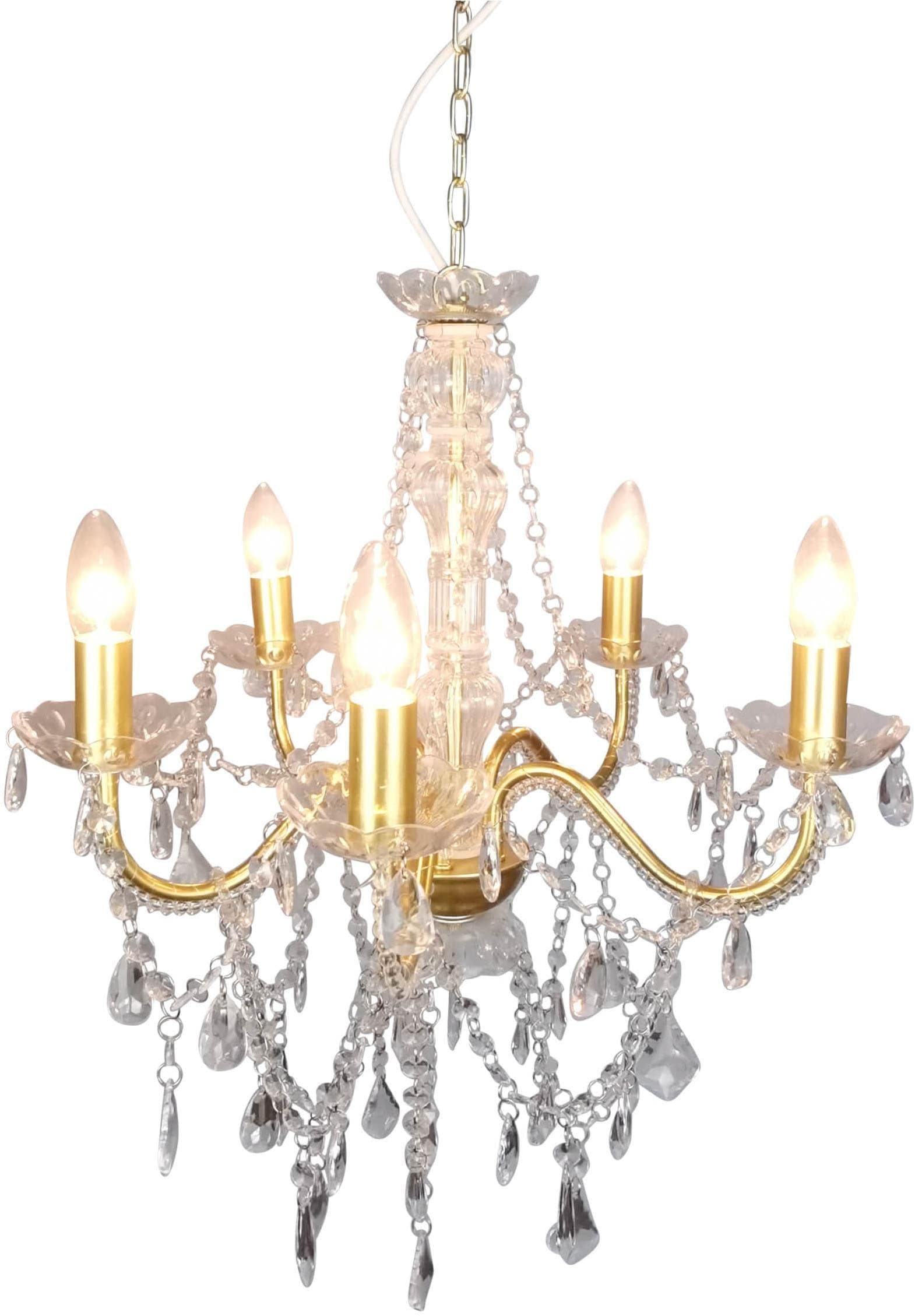 näve Kronleuchter Cecilia 5-flammig Gold Kristallbehang