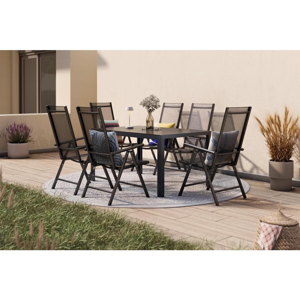 Ambia Garden Gartentischgruppe Anthrazit Schwarz Aluminium Klappstühle