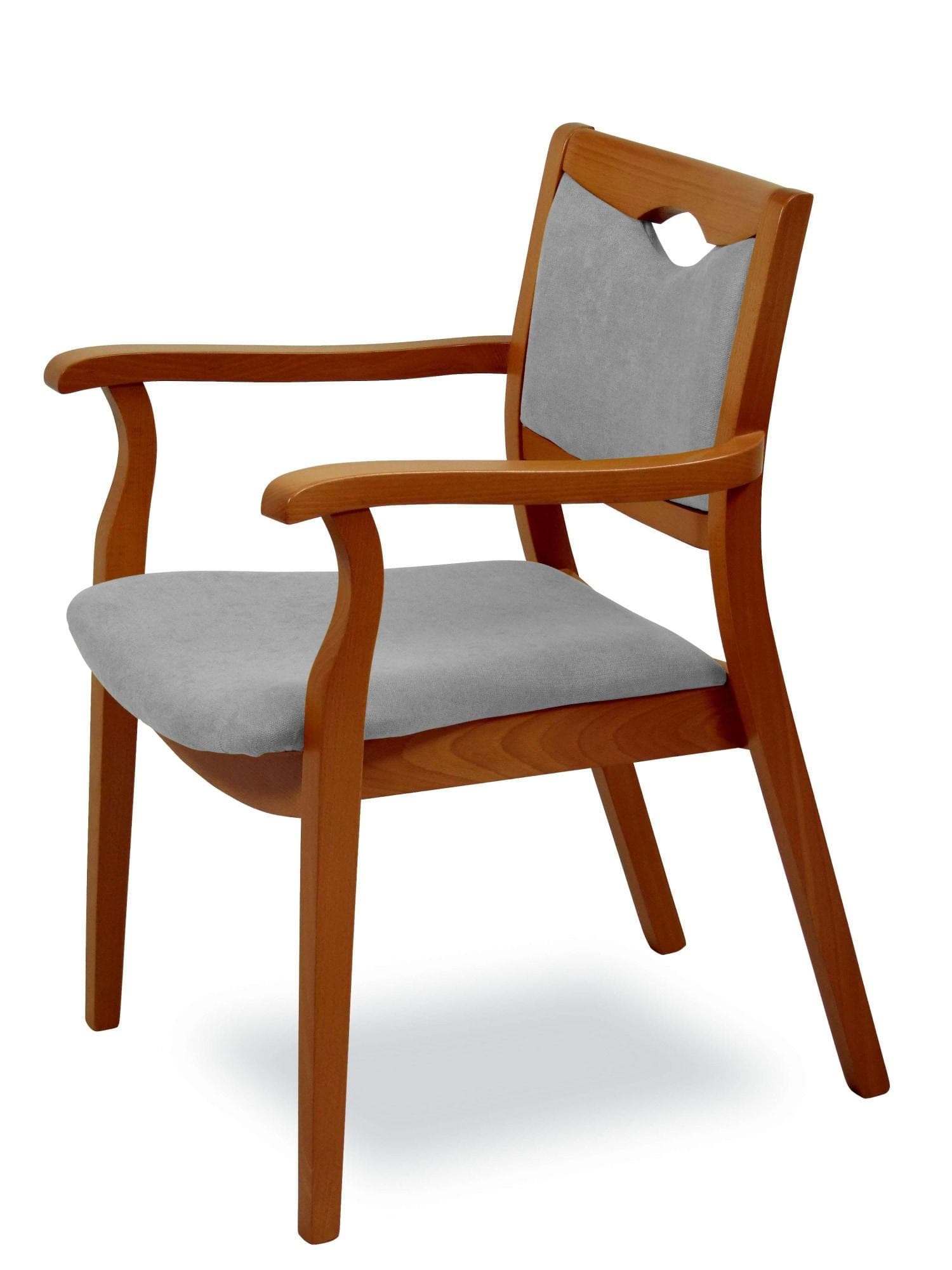 Armlehnstuhl aus Massivholz und Polyester in Light grey und Kirschbaum