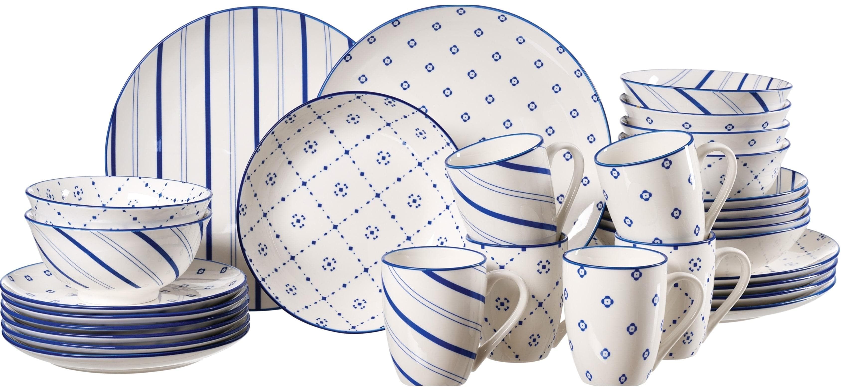 Kombiservice RITZENHOFF & BREKER Fusion Blau Porzellan-Set 30-tlg. für 6 Personen