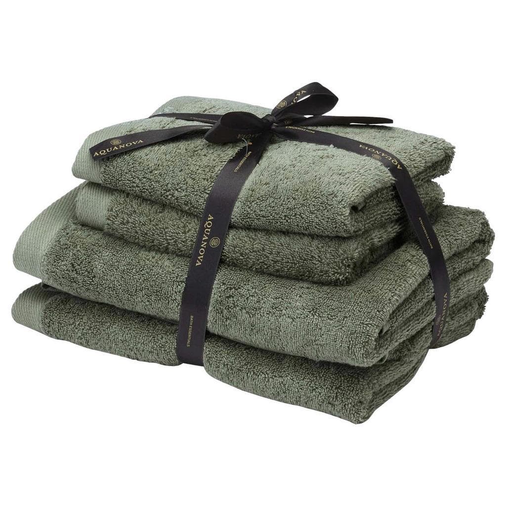 Aquanova Frottierset Rio Dunkelgrün 4-teilig Badtextilien Handtuch-Sets