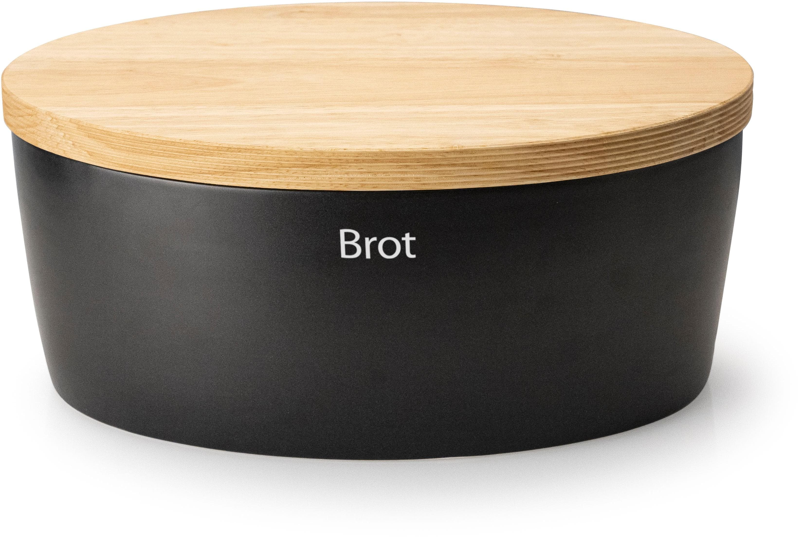 CONTINENTA Brotkasten Schwarz Holzdeckel