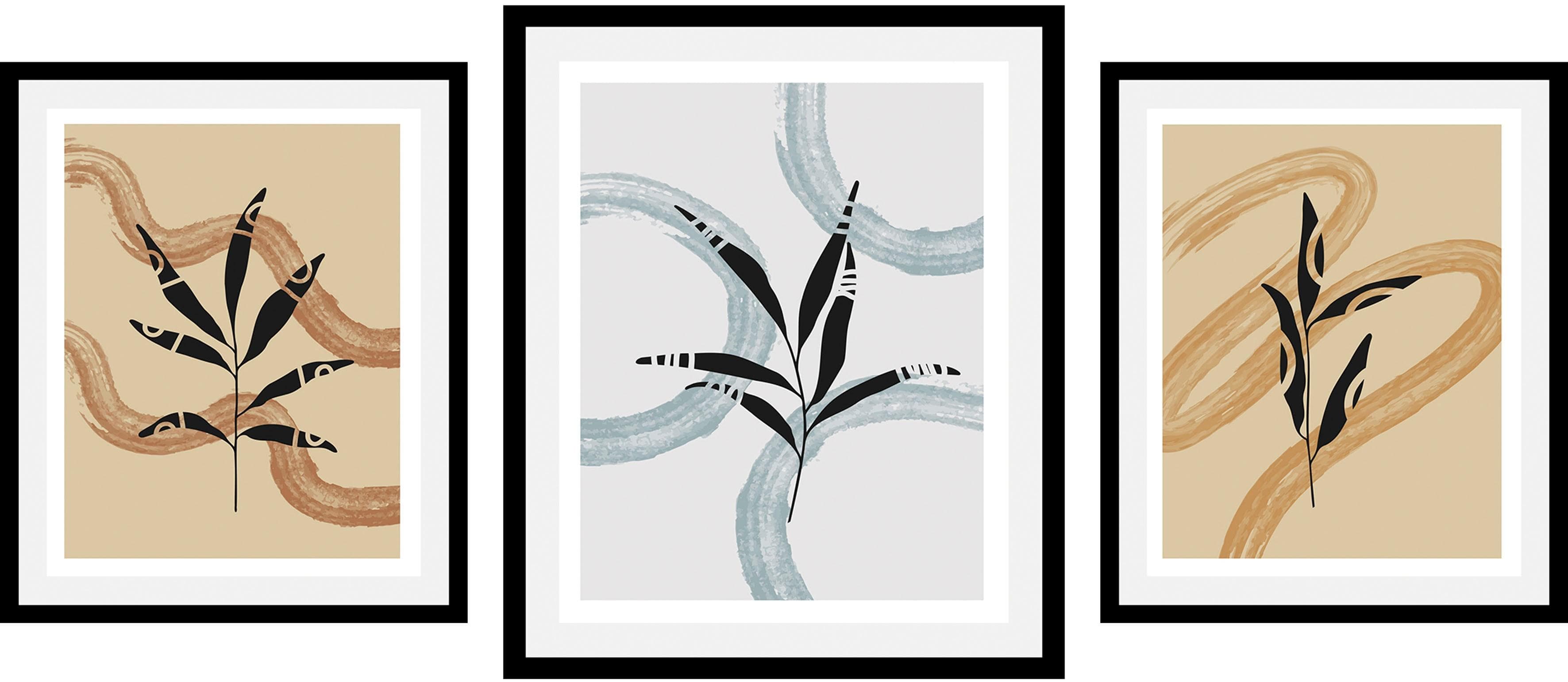 Bild Set Hera Grau Schwarz Gerahmt 30x40 cm Queence