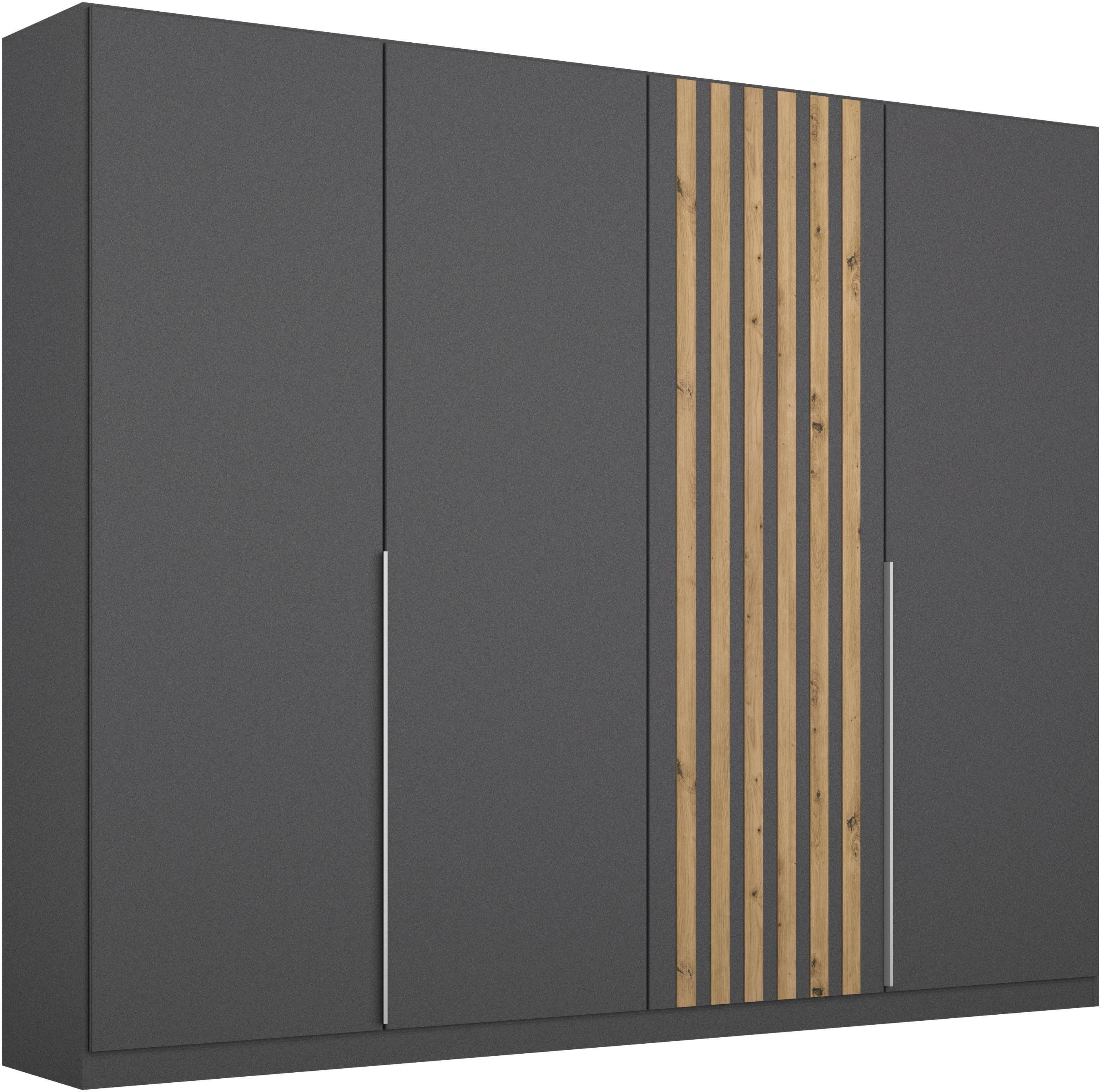 Drehtürenschrank RAUCH Kleiderschrank Garderobe Graumetallic Eiche Artisan