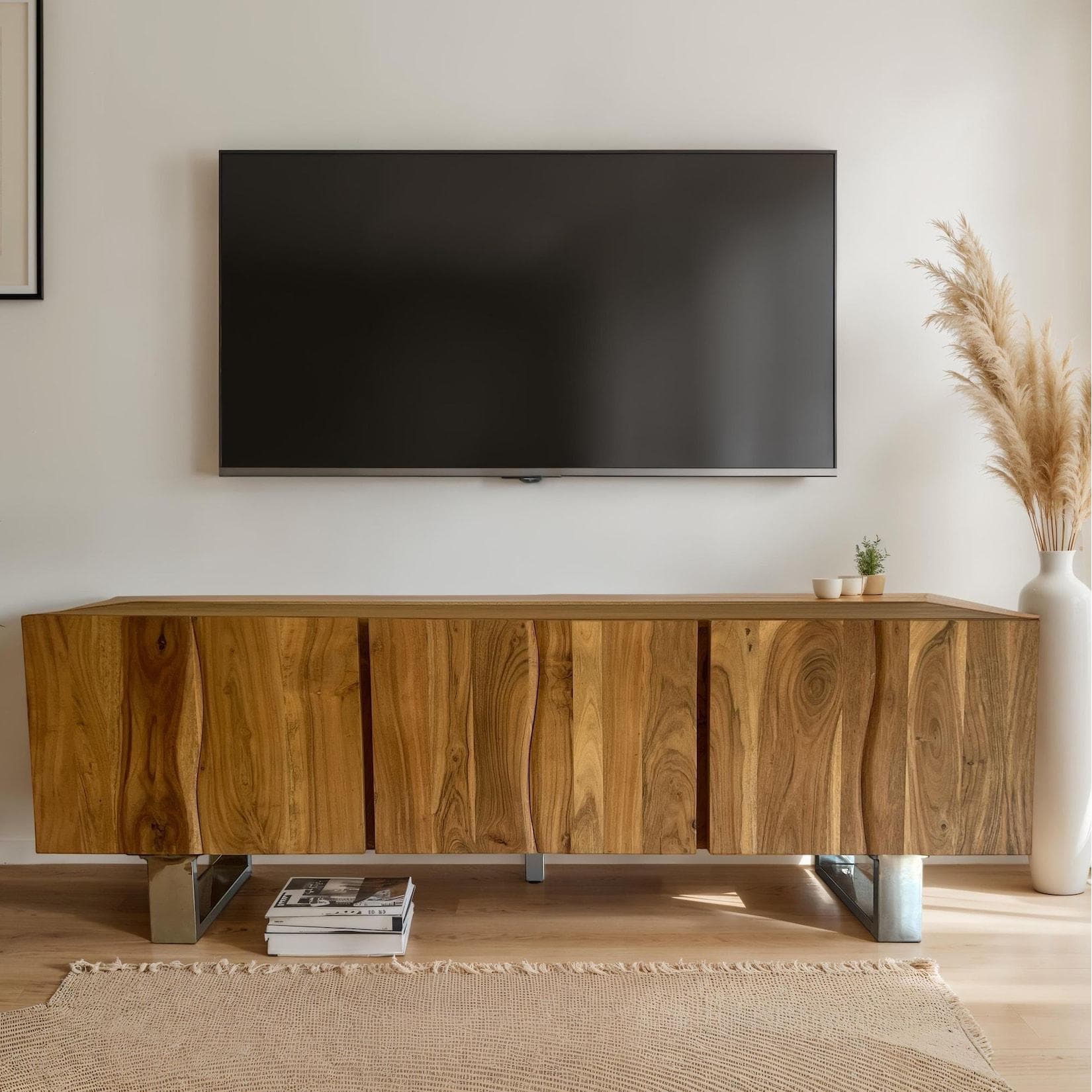 FineBuy TV Schrank Lowboard 160 cm Massivholz