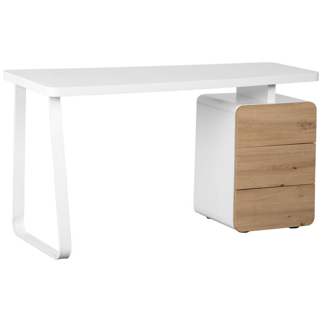 Mid.you Schreibtisch Weiß Eiche Metall Holzwerkstoff 3 Schubladen
