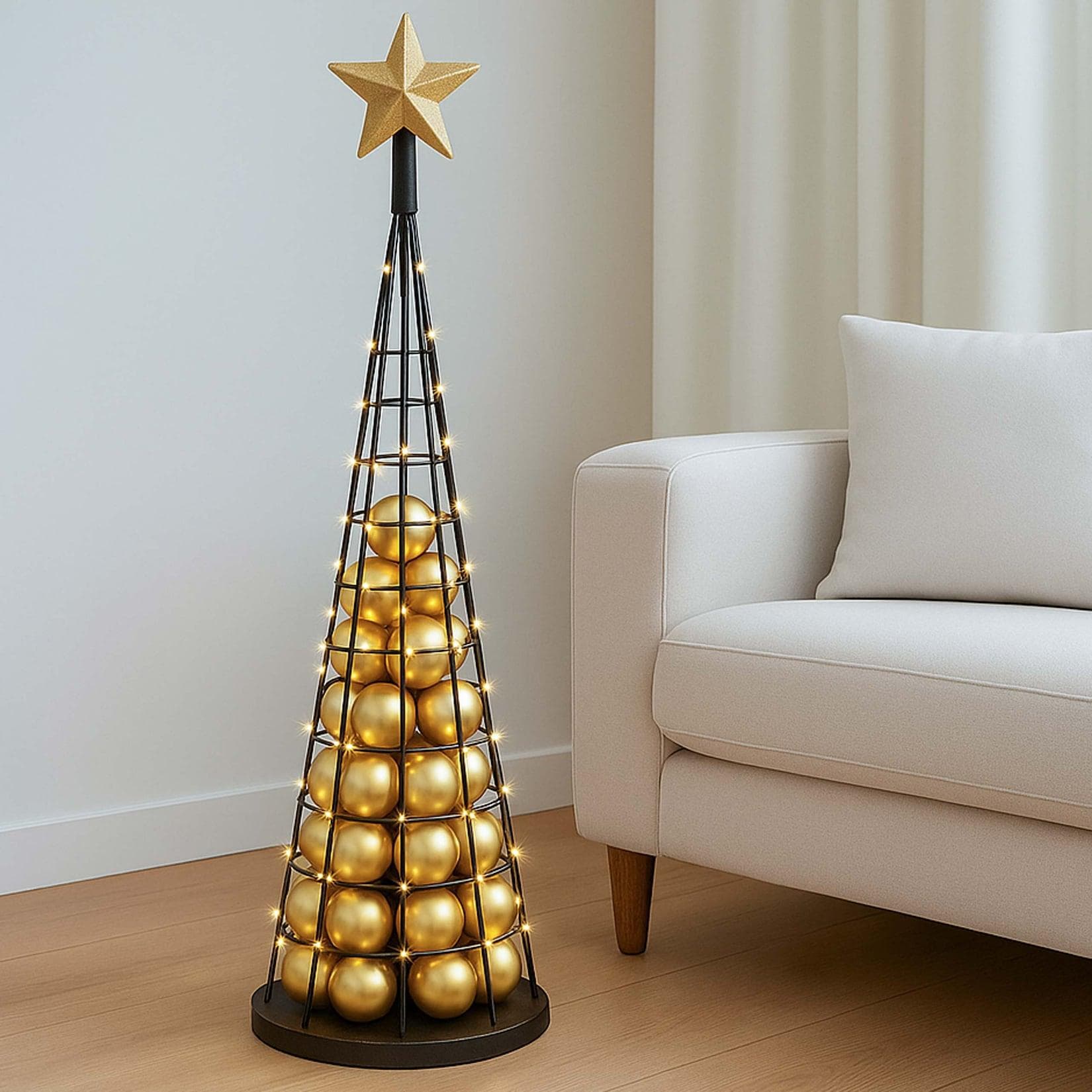 Deko-Baum MCW-O91, Weihnachtsbaum Metall 115cm Schwarz