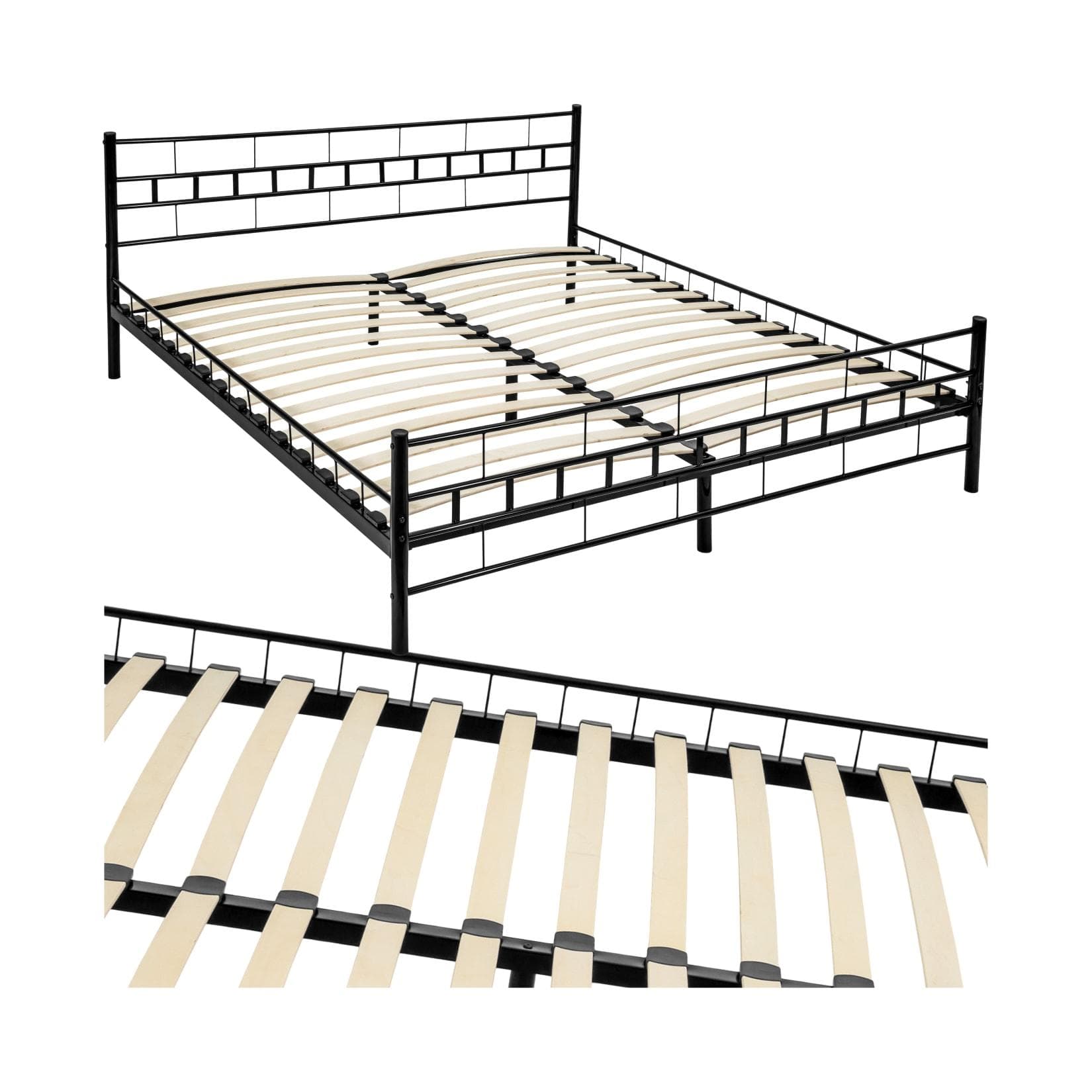 TecTake Metallbett Stahlgestell Kunststoffkappen 180x200