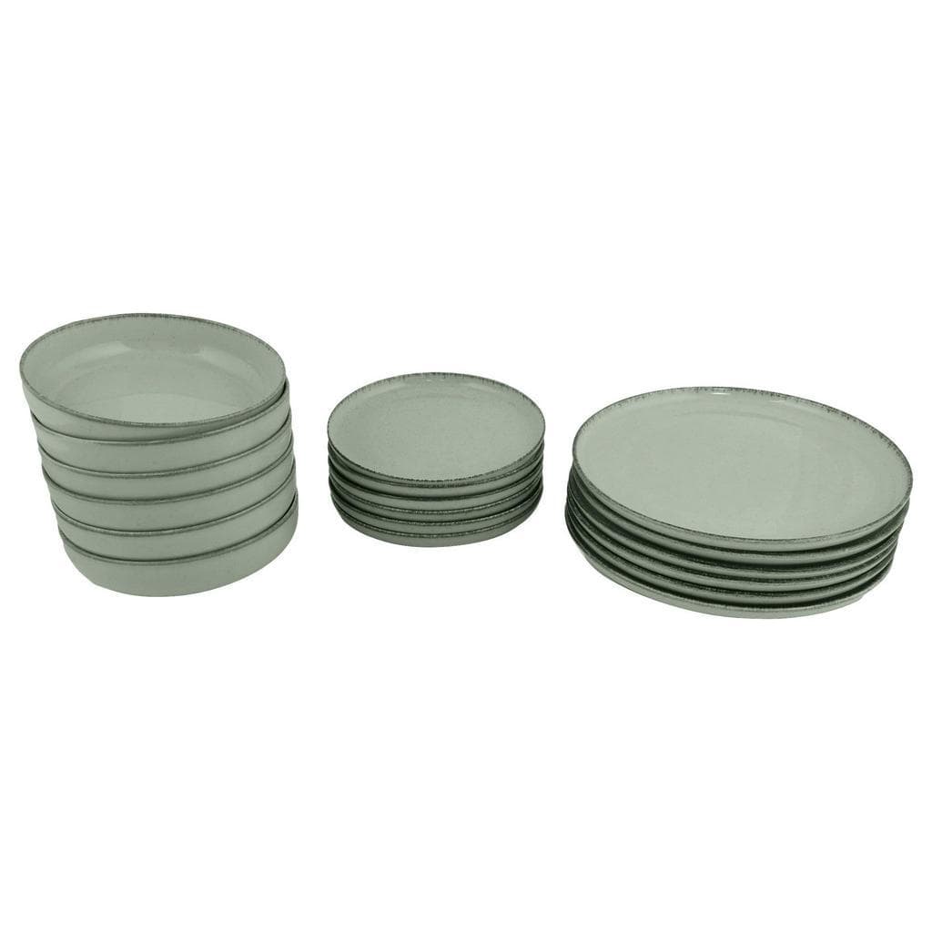 P & B Kombiservice Grün 18-teilig Keramik Abstraktes Design
