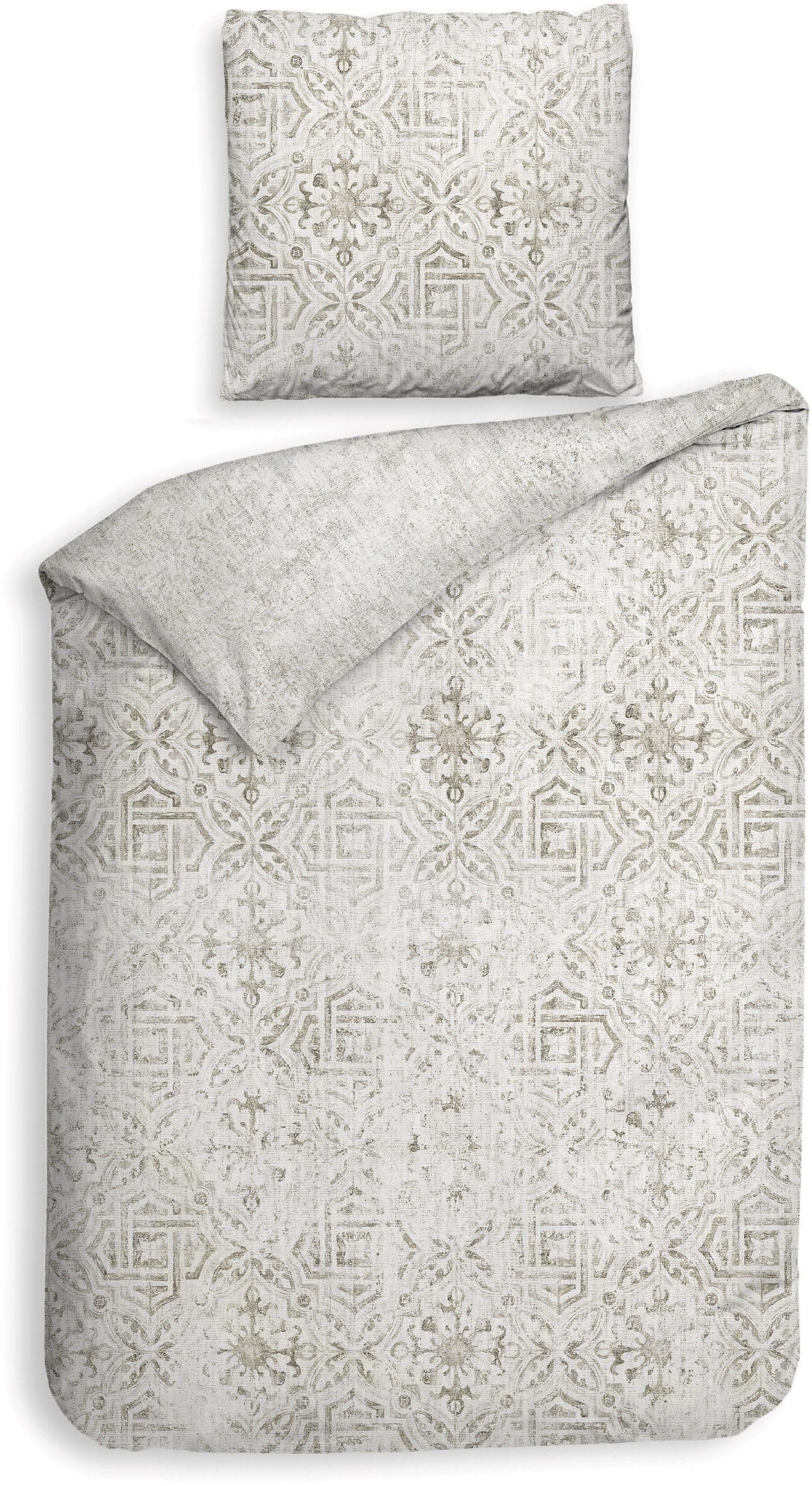 Wendebettwäsche HECKETT & LANE Emeralda Beige Mako-Satin