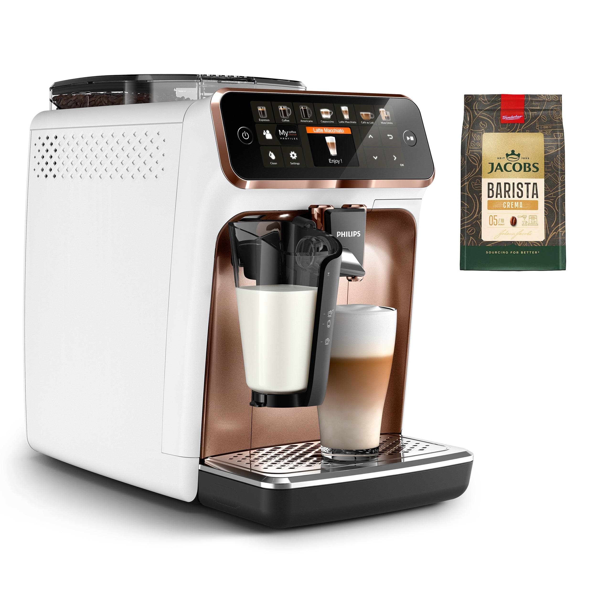 Philips Kaffeevollautomat 5400 Series LatteGo Weiß/Roségold
