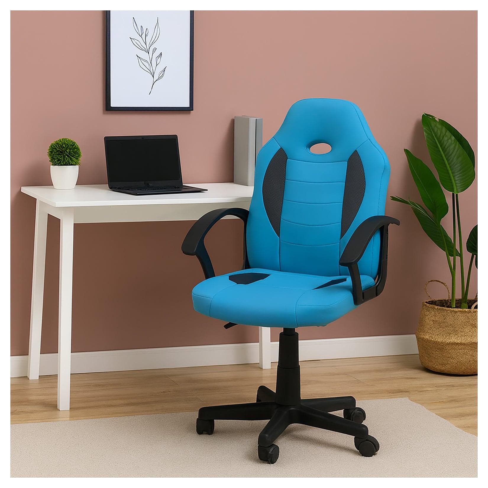 HTI-Living Schreibtischstuhl Kinder Drehstuhl Blau Kunstleder