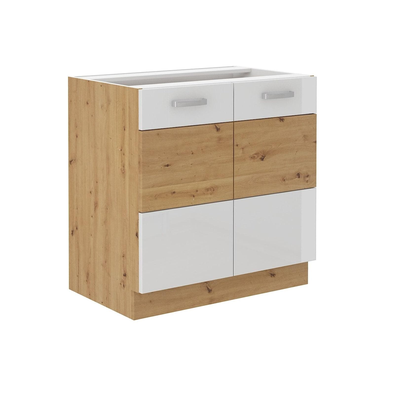 Eichenholz Unterschrank mit Hochglanzfront für die Küche
