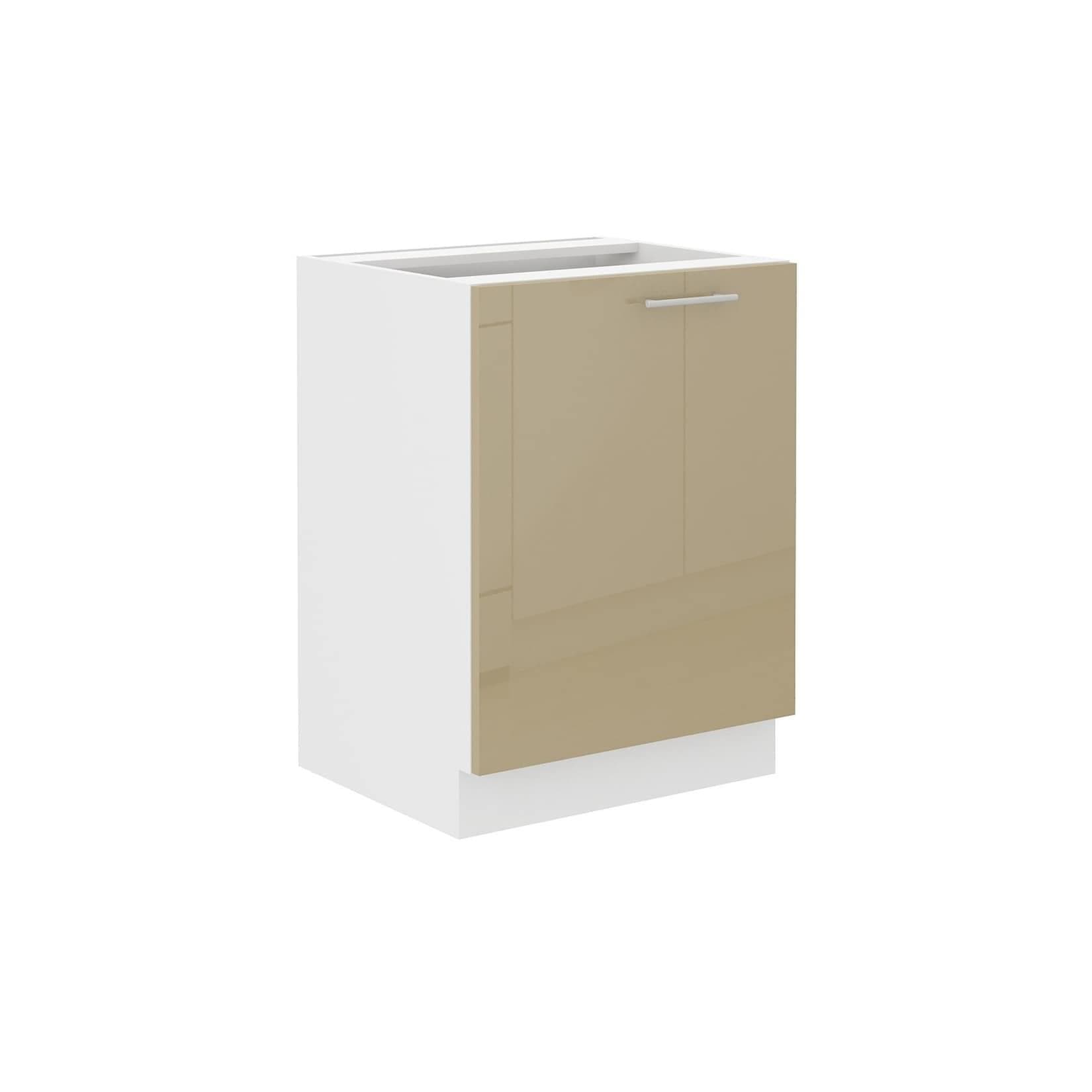 Hochglanz Untererschrank Cappuccino & Weiß matt