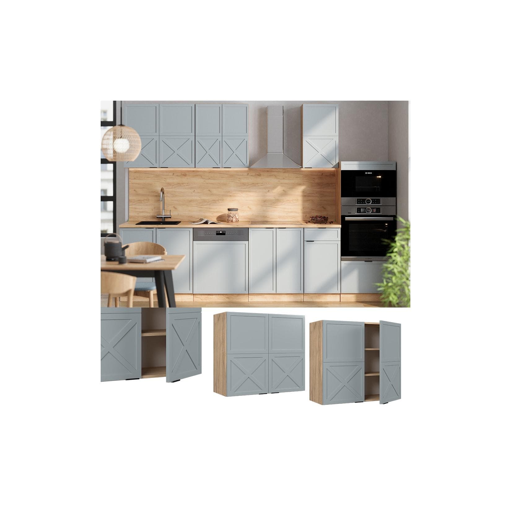 Vicco Hängeschrank Fame-Line Eiche Hellblau-Grau gerahmt