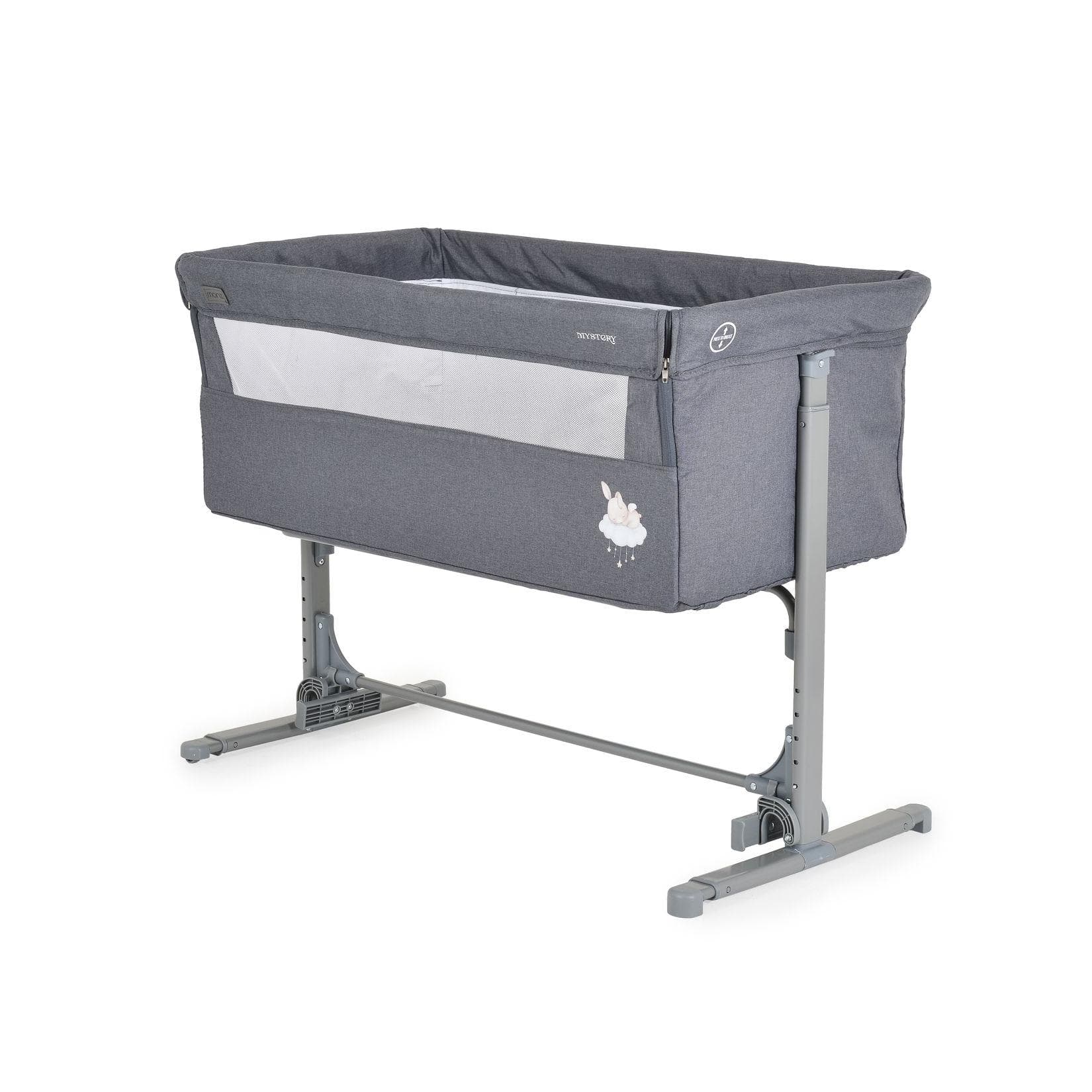 Moni Beistellbett Mystery Babywiege Schaukelfunktion 5-fach höhenverstellbar Grau