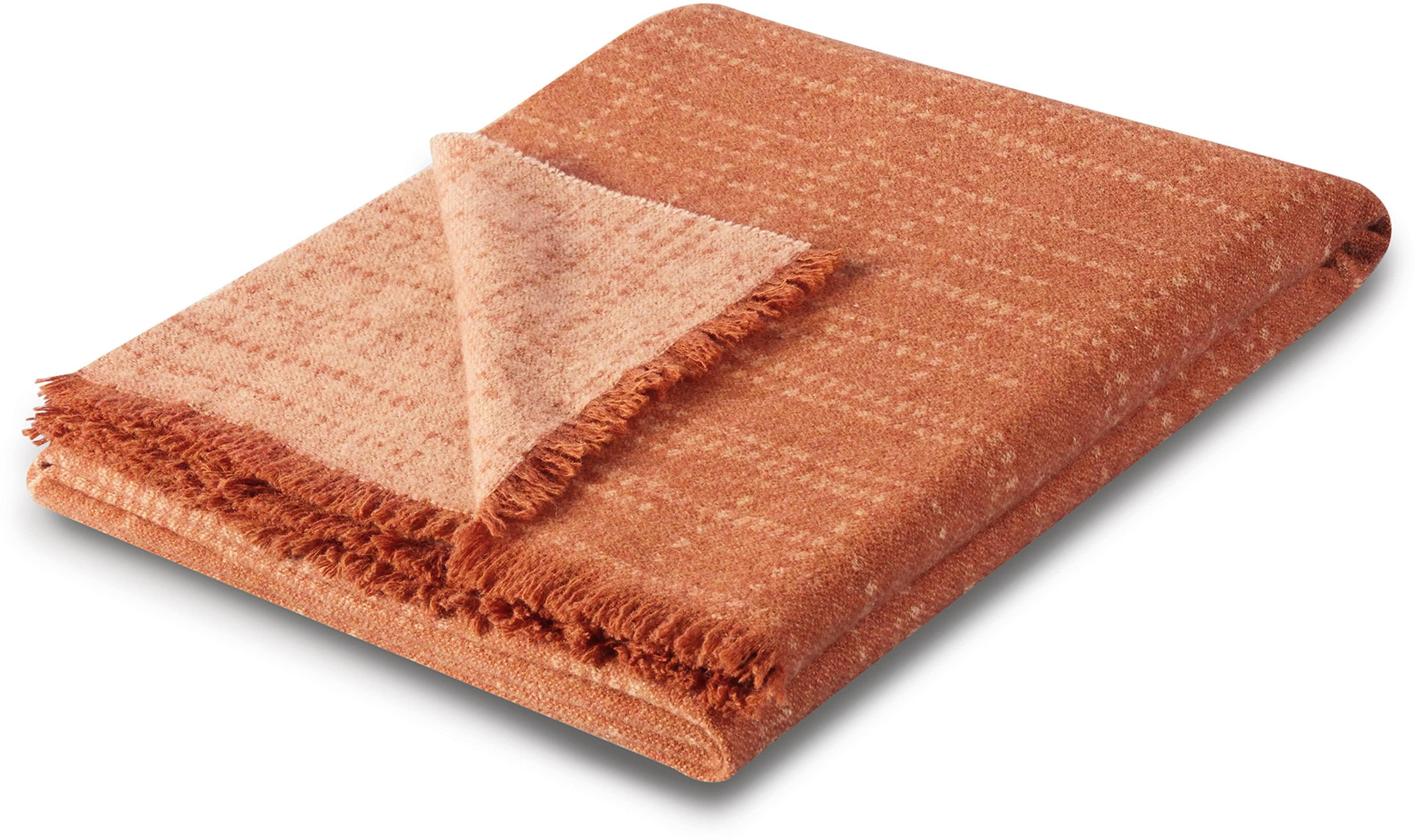 Biederlack Plaid Nore: Leichtes Wolldeckenplaid mit Fransen