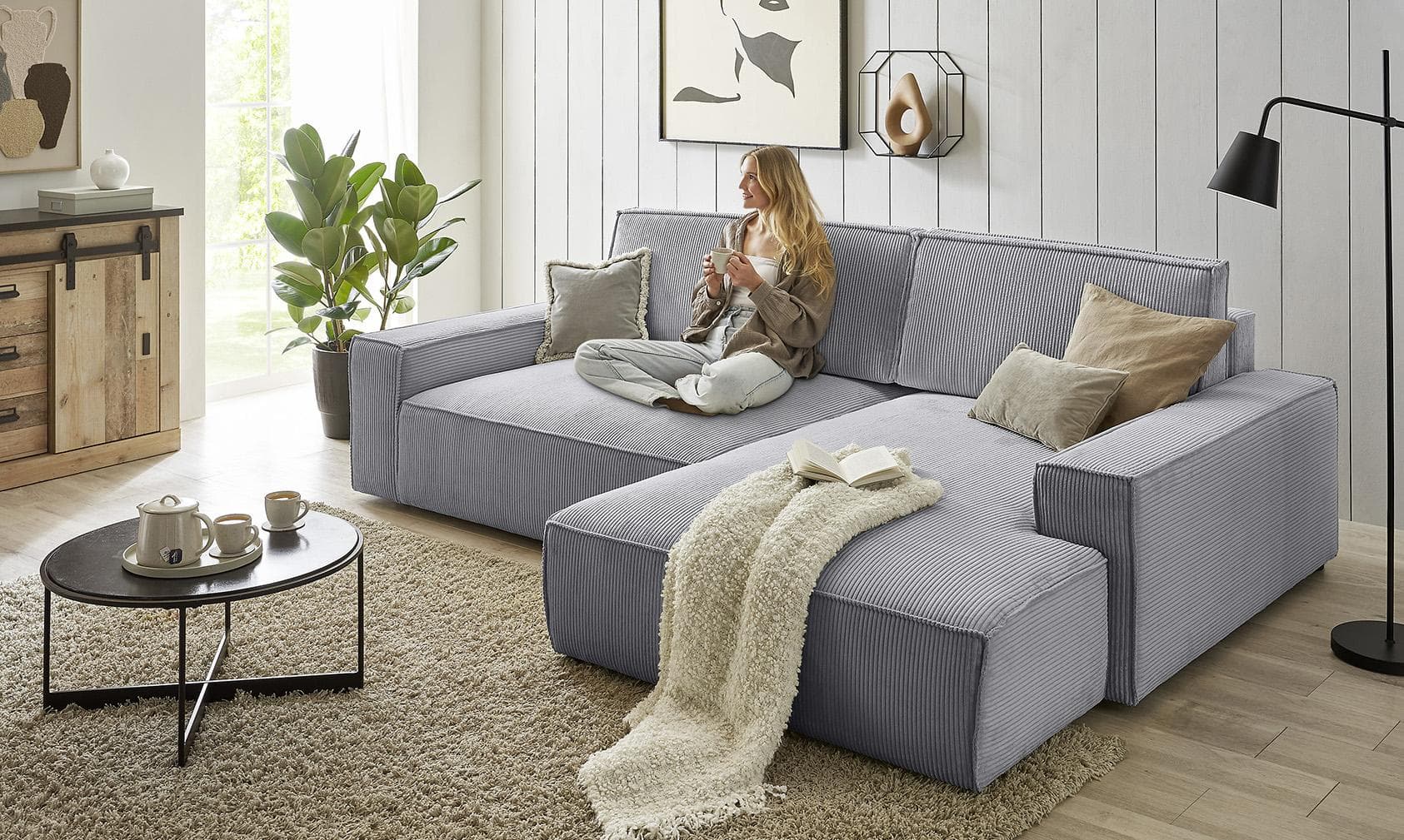 Home Affaire Sherwood XXL Ecksofa in Cord oder Leinenoptik mit Ottomane