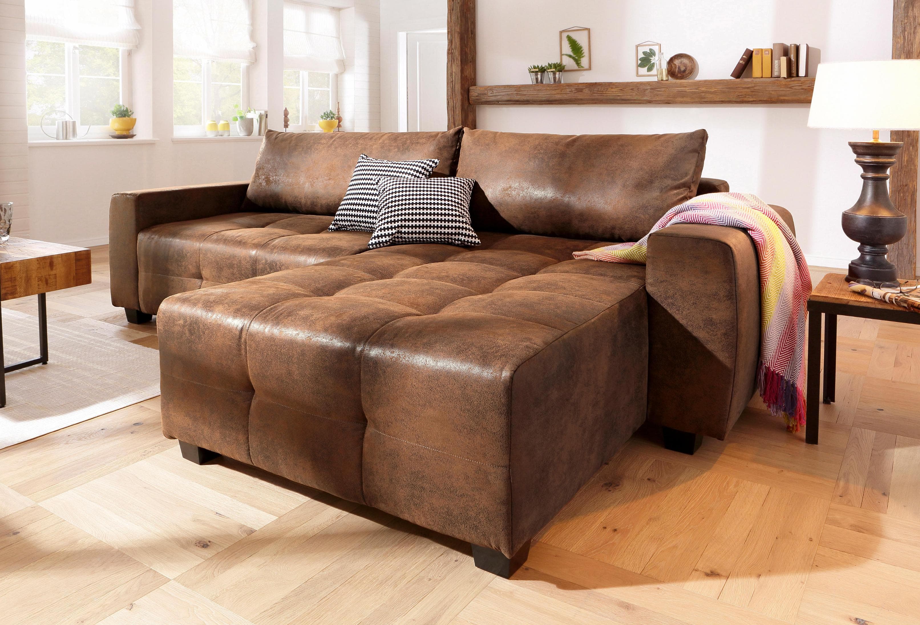 Home Affaire Ecksofa Bella L-Form mit Bettfunktion und Steppung