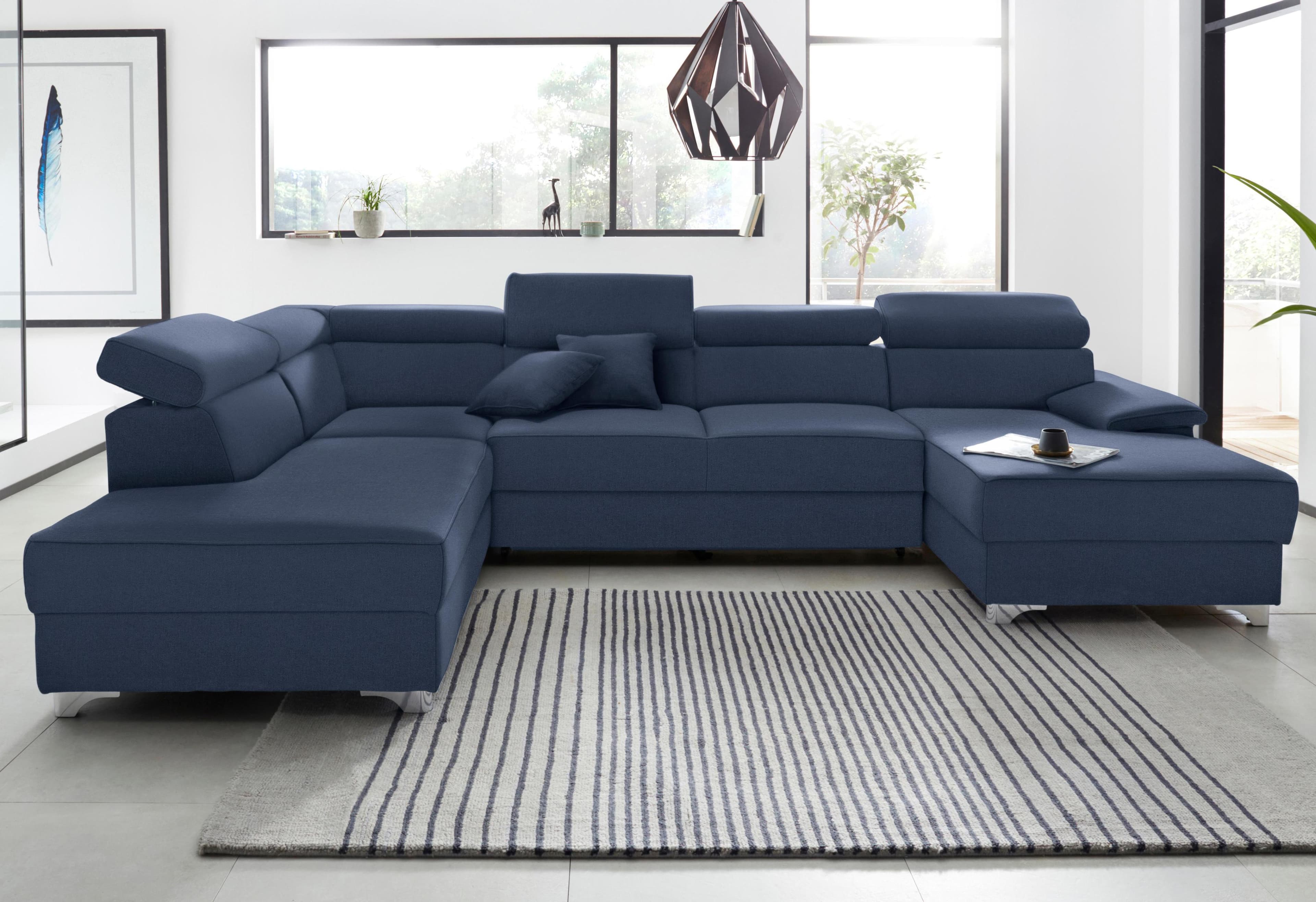 DOMO collection Wohnlandschaft Mira U-Form Blau Modern