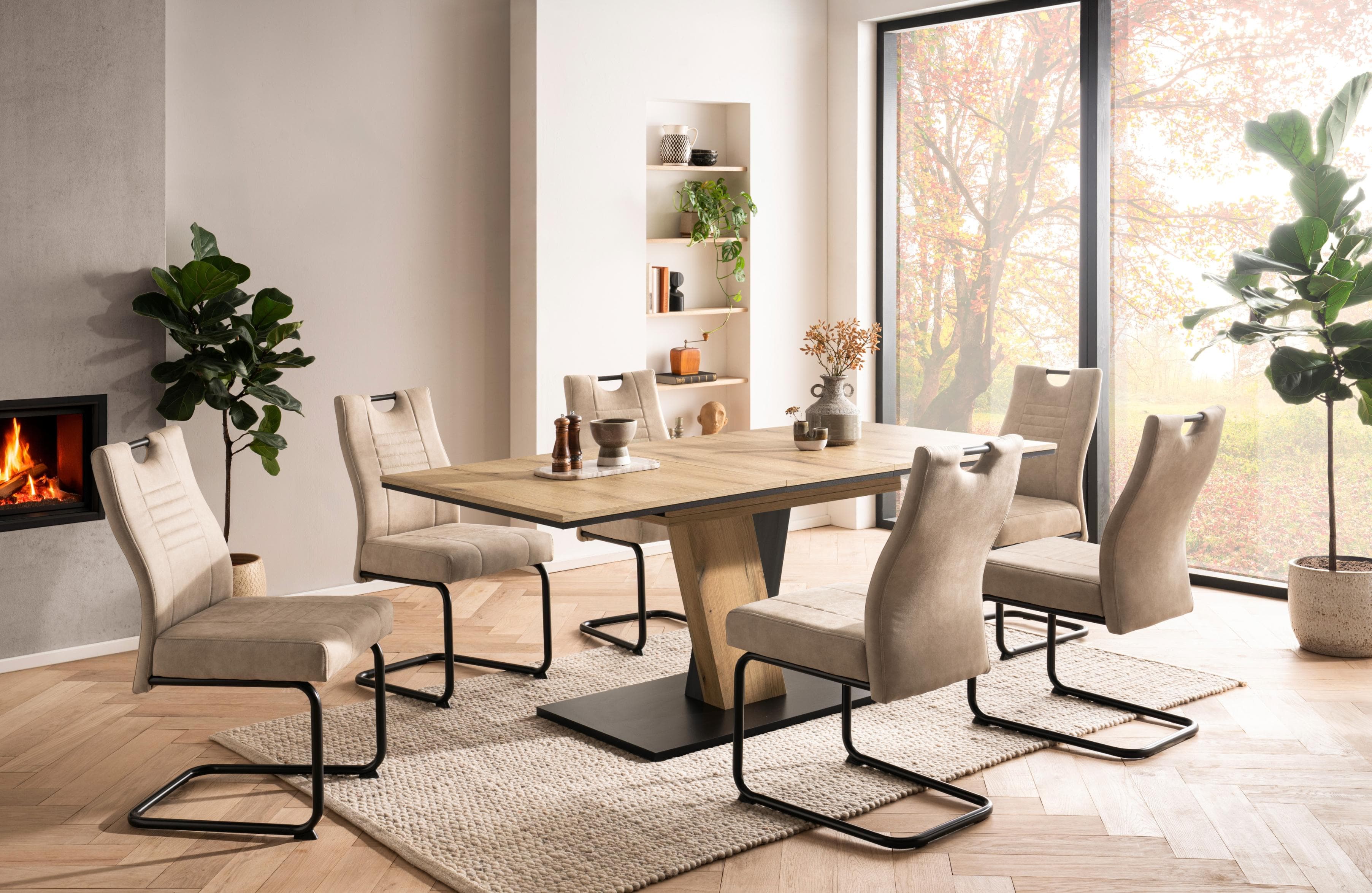 OTTO Home Essgruppe Altona Esstisch Ausziehbar 6 Stühle Beige