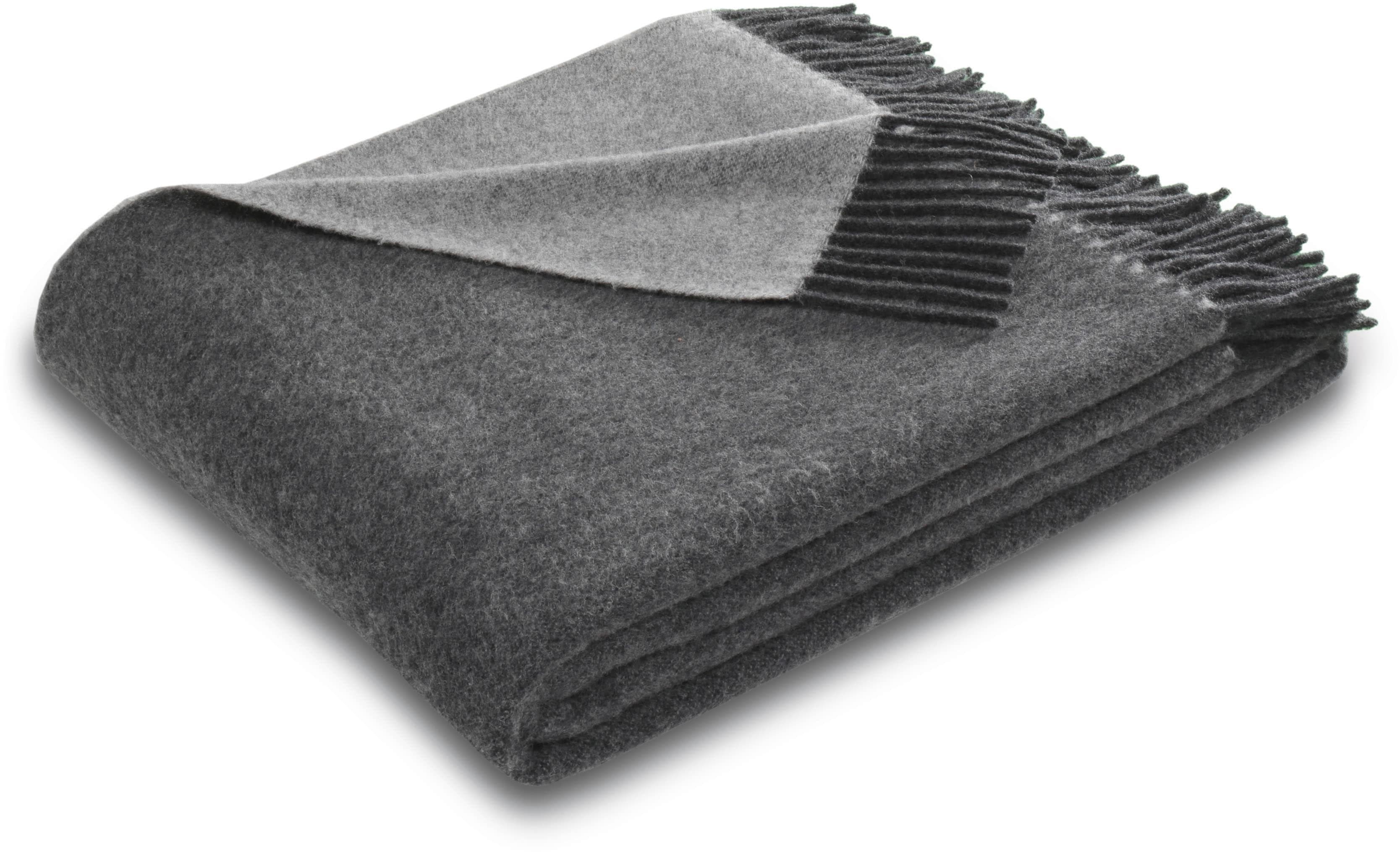 Biederlack Plaid Lars: Kuscheldecke aus Schurwolle mit Fransen