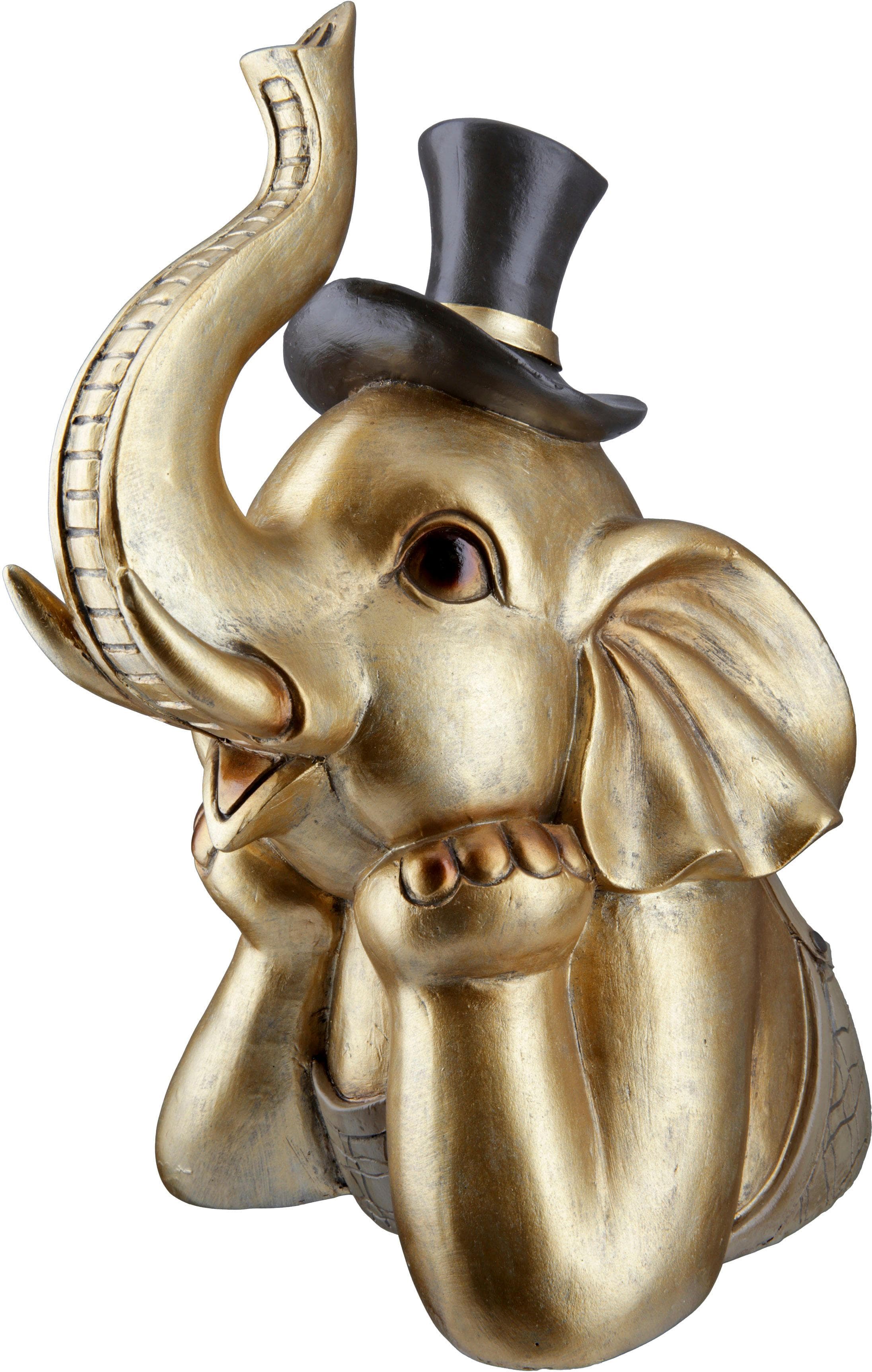 Gilde Elefant Maroni Tierfigur Deko gold Kunstharz