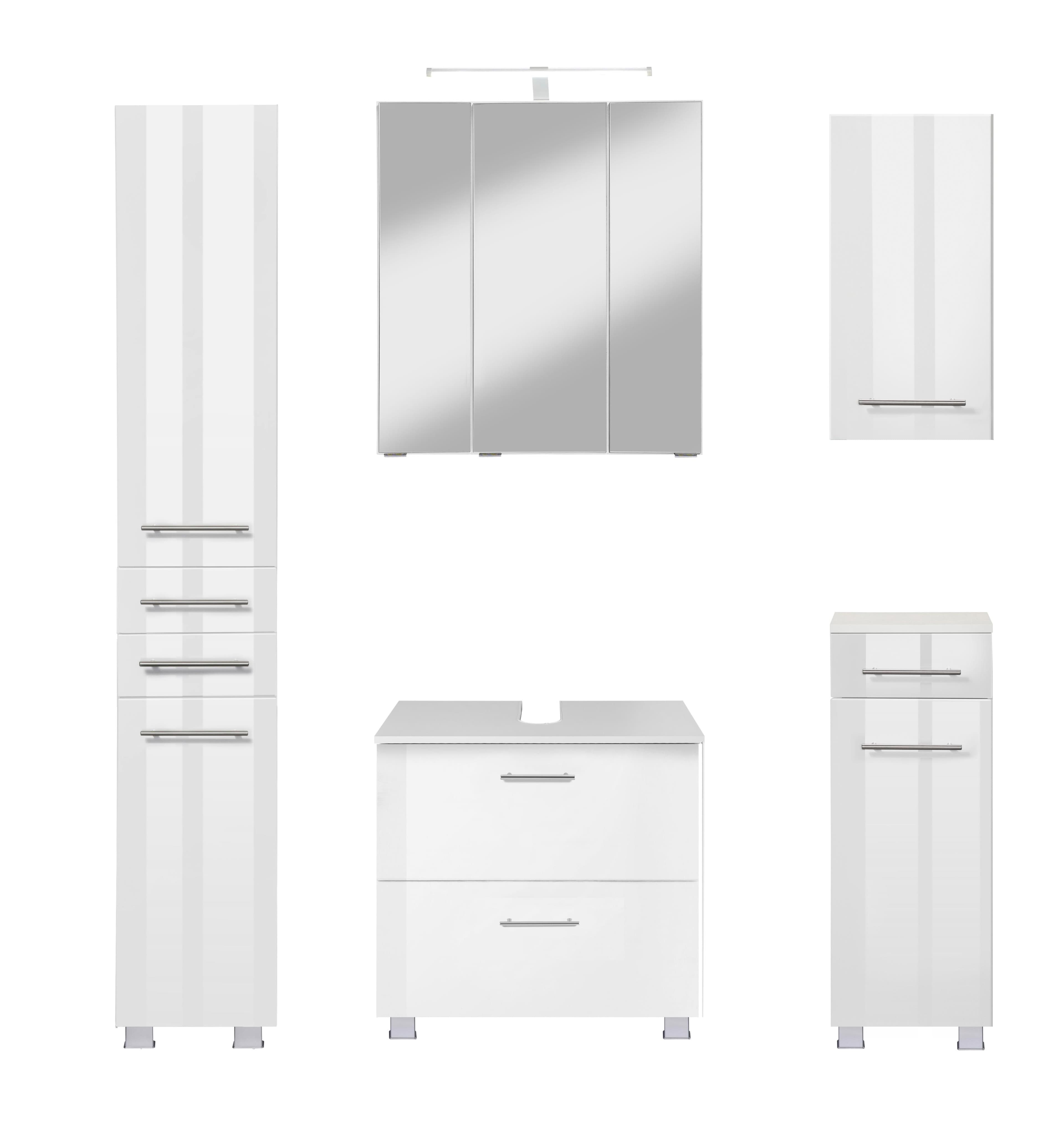 Welltime Badmöbel-Set "Trento": Cannelloeiche-Dekor, LED-Spiegel & viel Stauraum