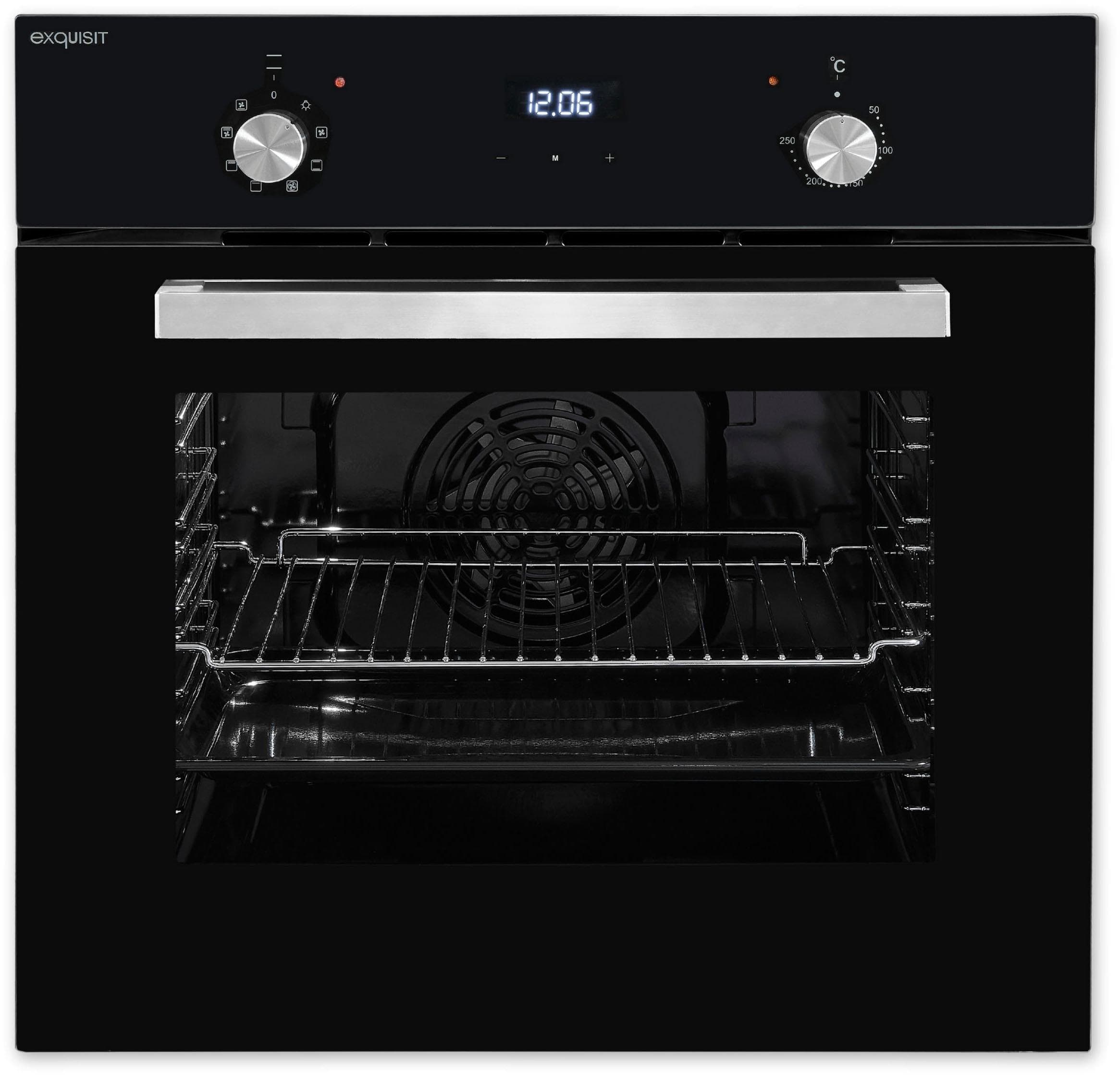 EXQUISIT Einbaubackofen EBE 657-2H sw Schwarz Heißluft & Pizzastufe