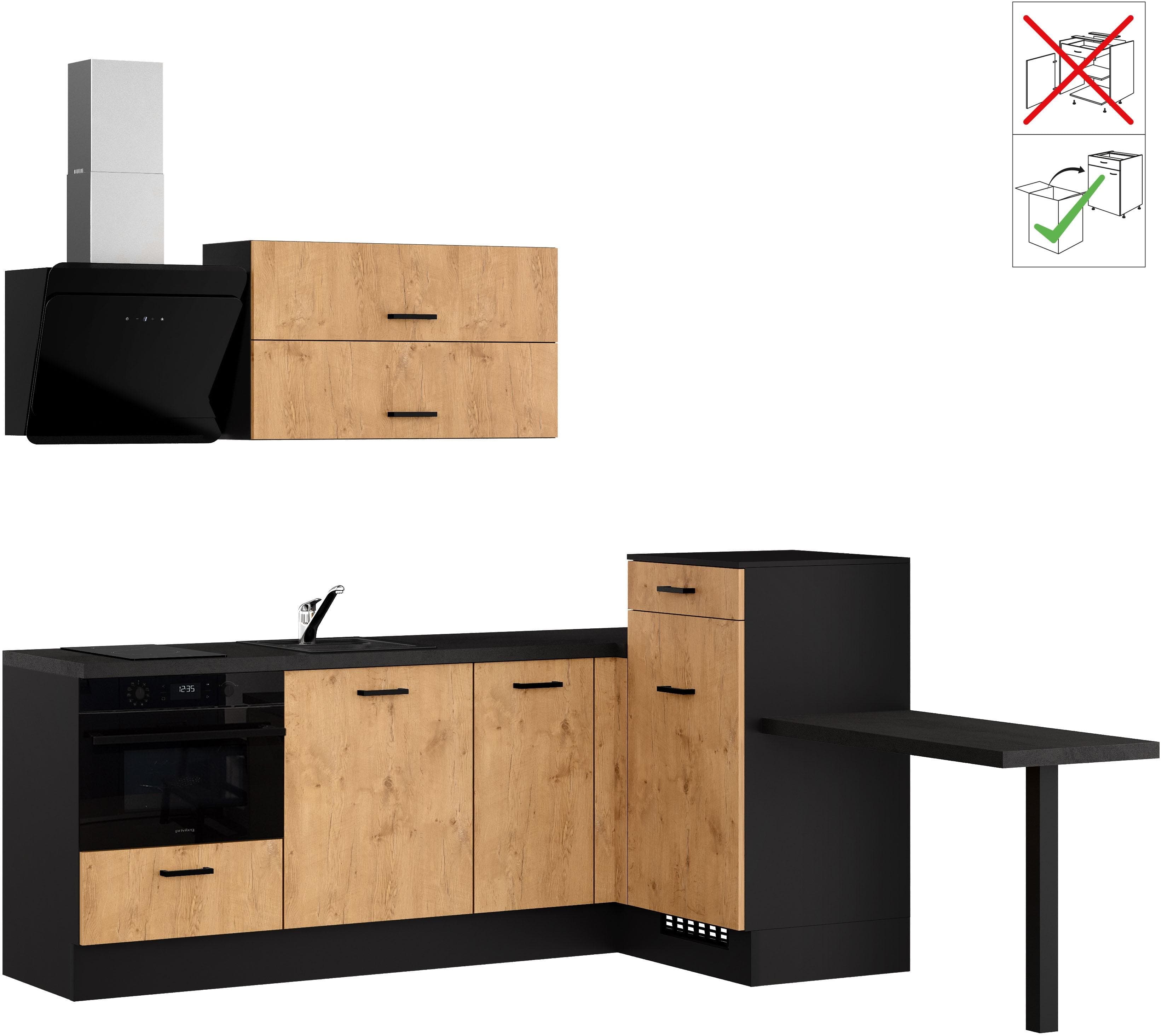 Winkelküche IMPULS KÜCHEN "Amsterdam" mit zusätzlicher Arbeits- & Stellfläche, vormontiert