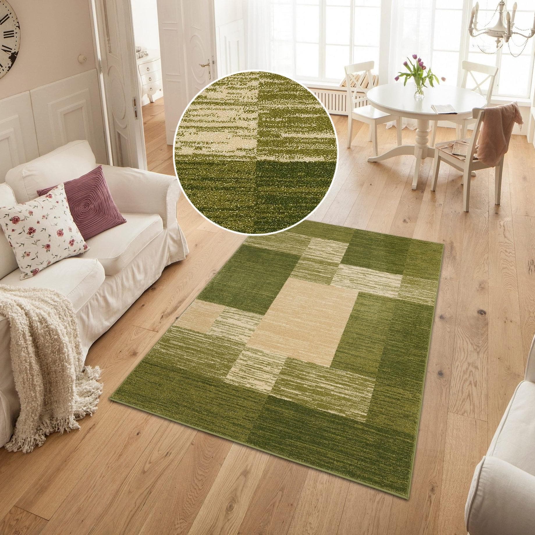 MY HOME Teppich Melvin Grün Karo-Muster