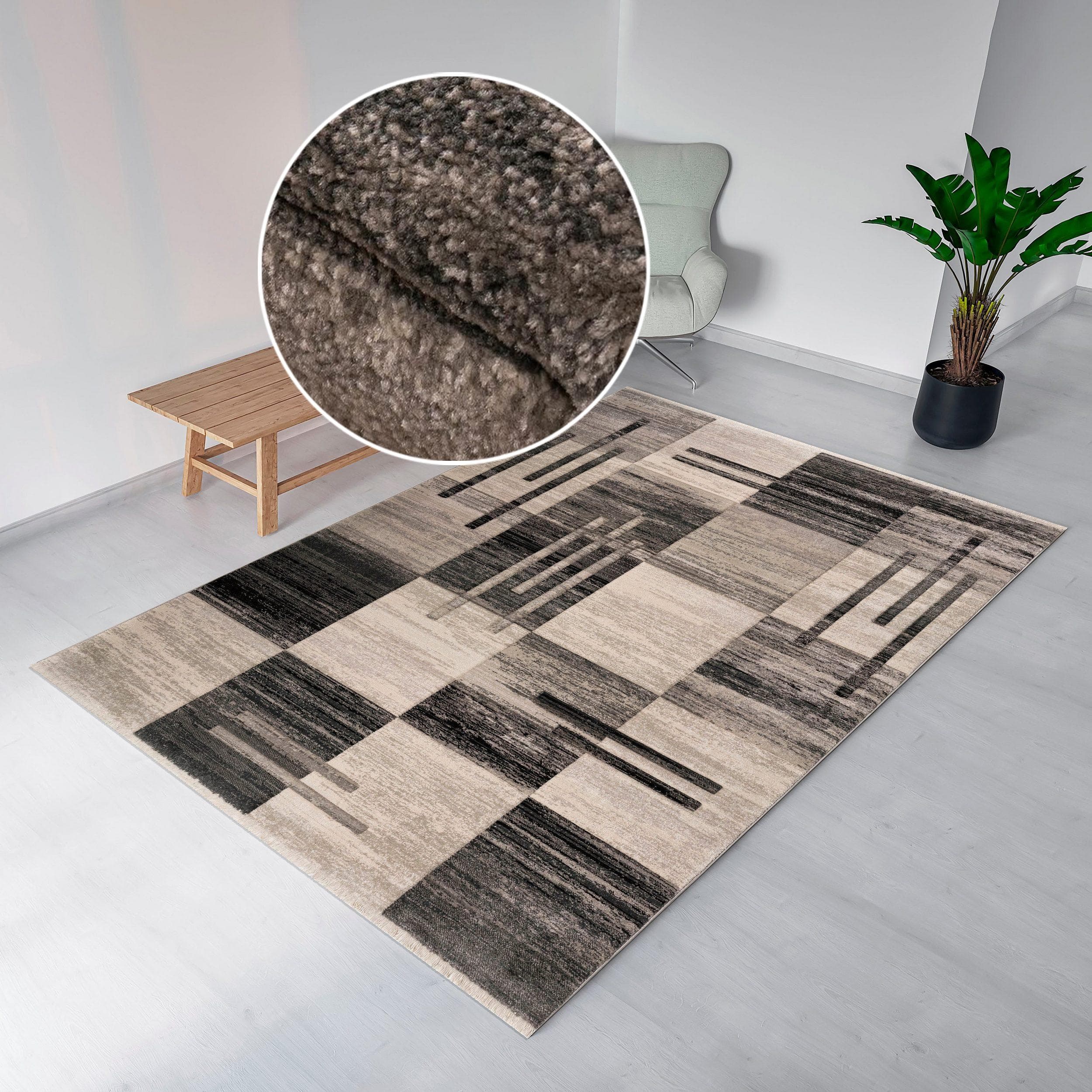 OTTO HOME Teppich Beliz Grau Kurzflor Gestreift