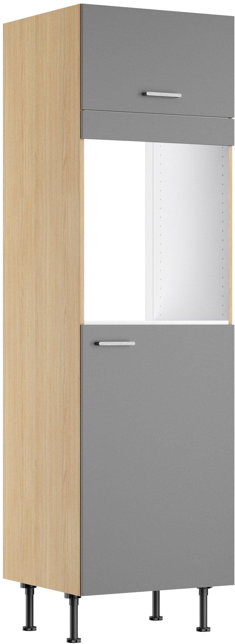 Backofen/Kühlumbauschrank KS-Lucy basaltgrau Eiche hell