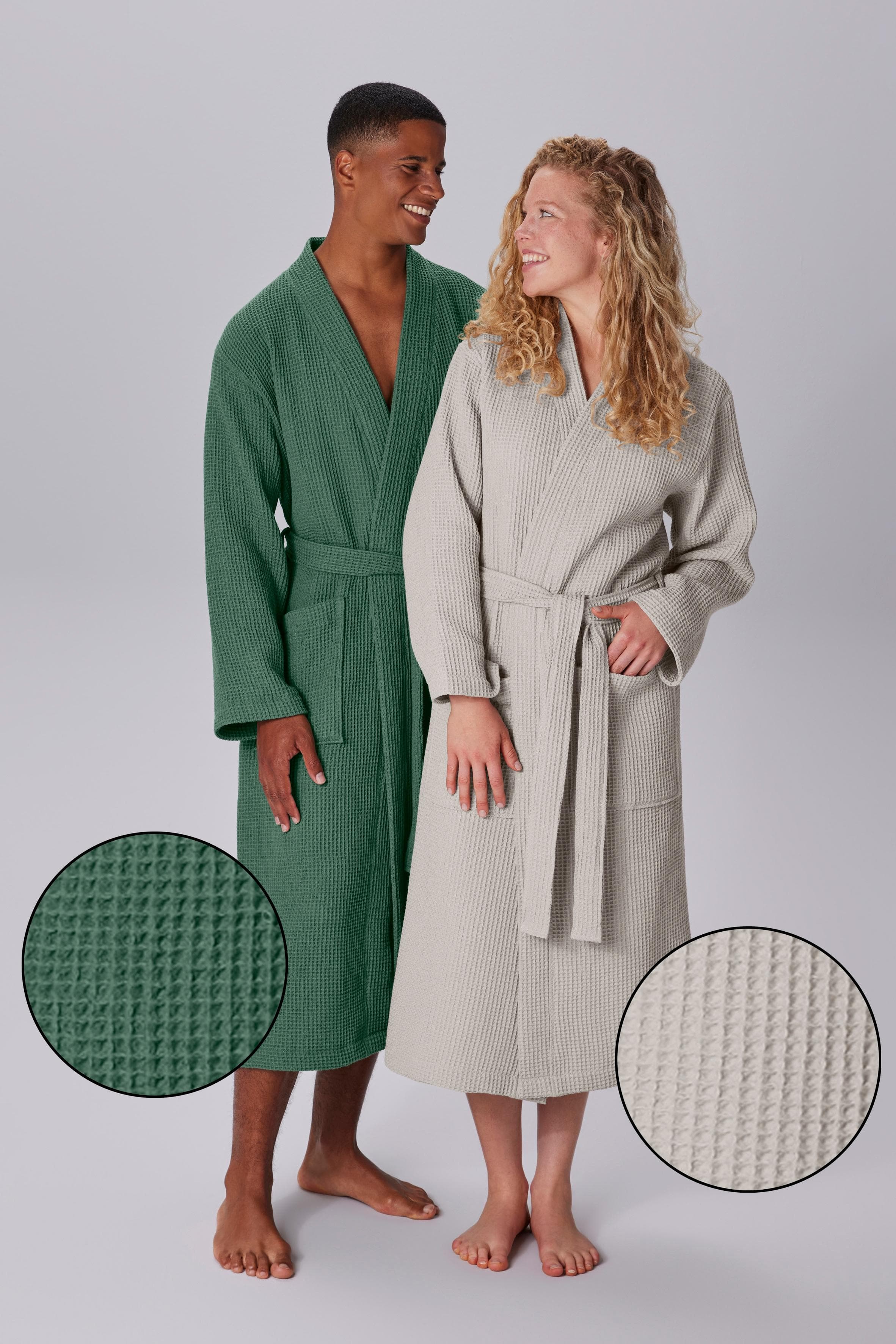 OTTO HOME Unisex-Bademantel Inga Dunkelgrün Baumwolle XL