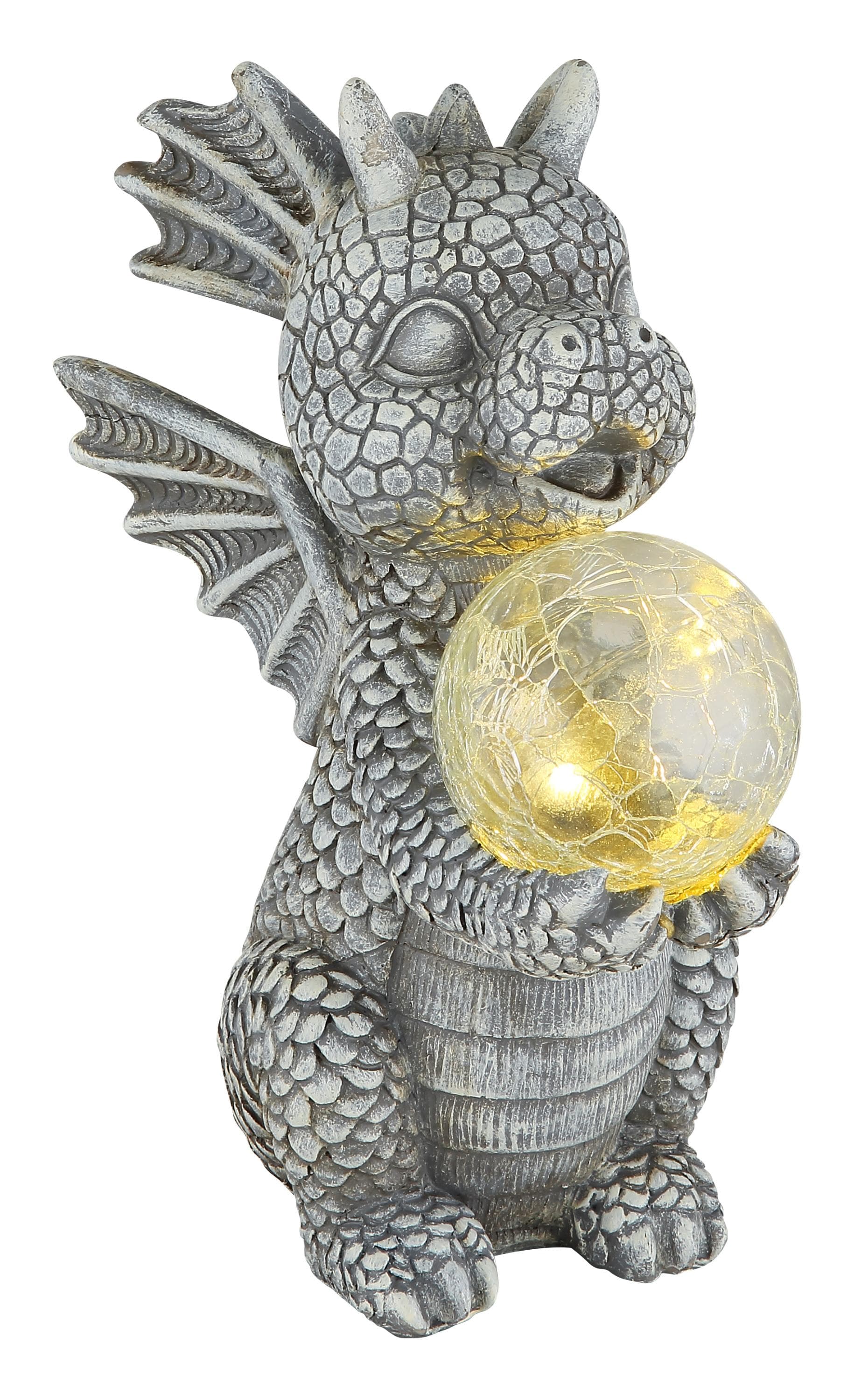 GLOBO LIGHTING LED Drachen Solarleuchte - Warmweiß, Grau, Außenlampe