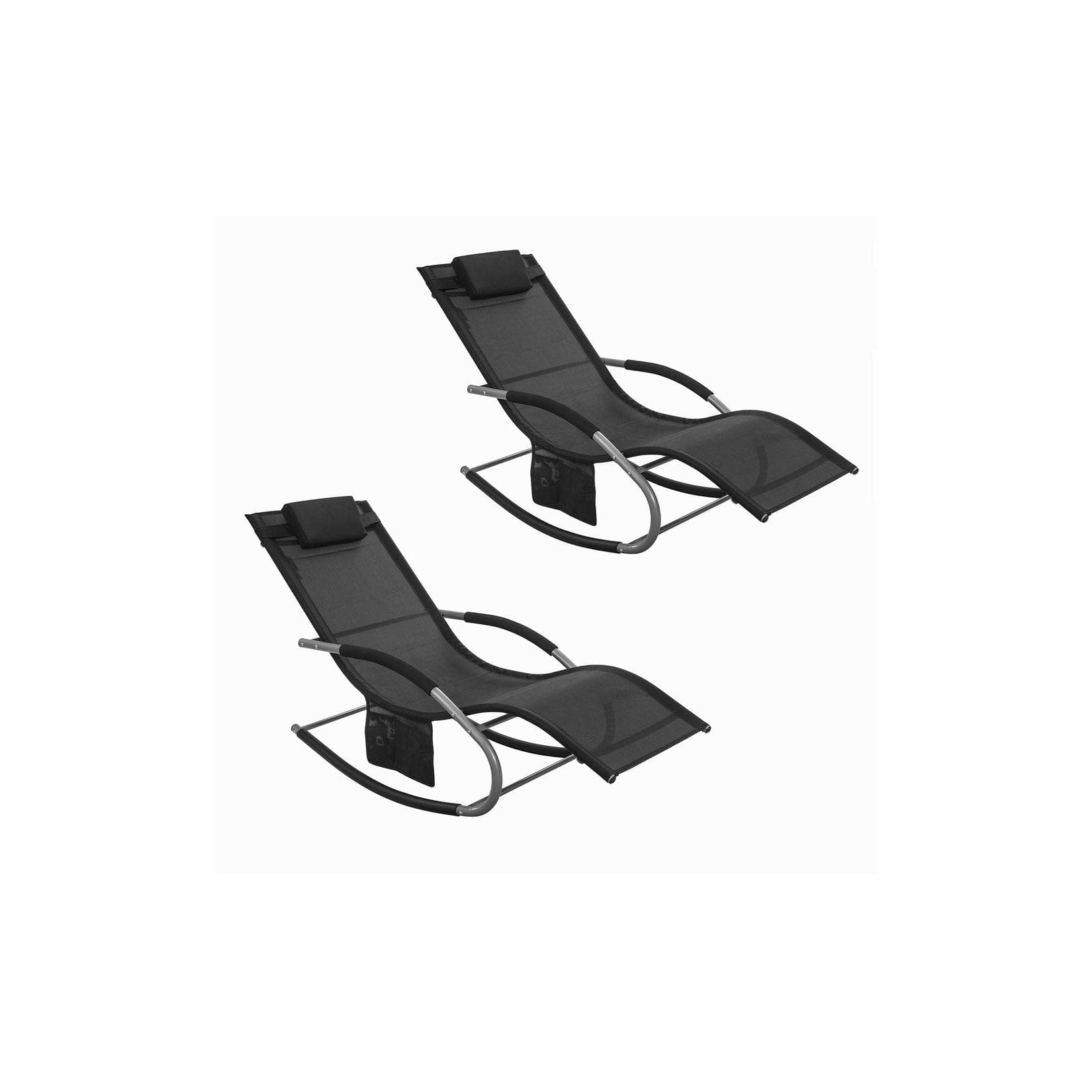 SoBuy Schaukelstuhl-Set 2 Personen Schwarz Modern