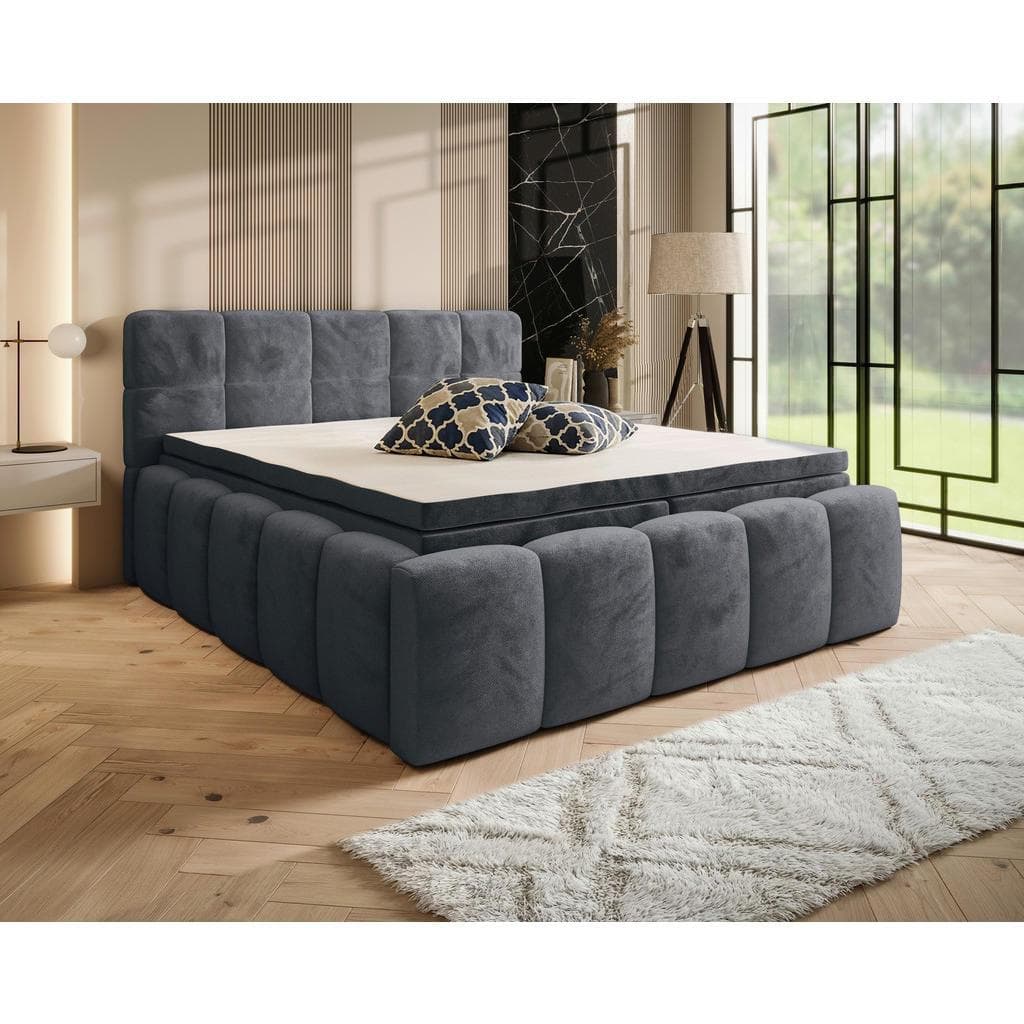 Xora Boxbett Anthrazit mit Bettkasten und Topper