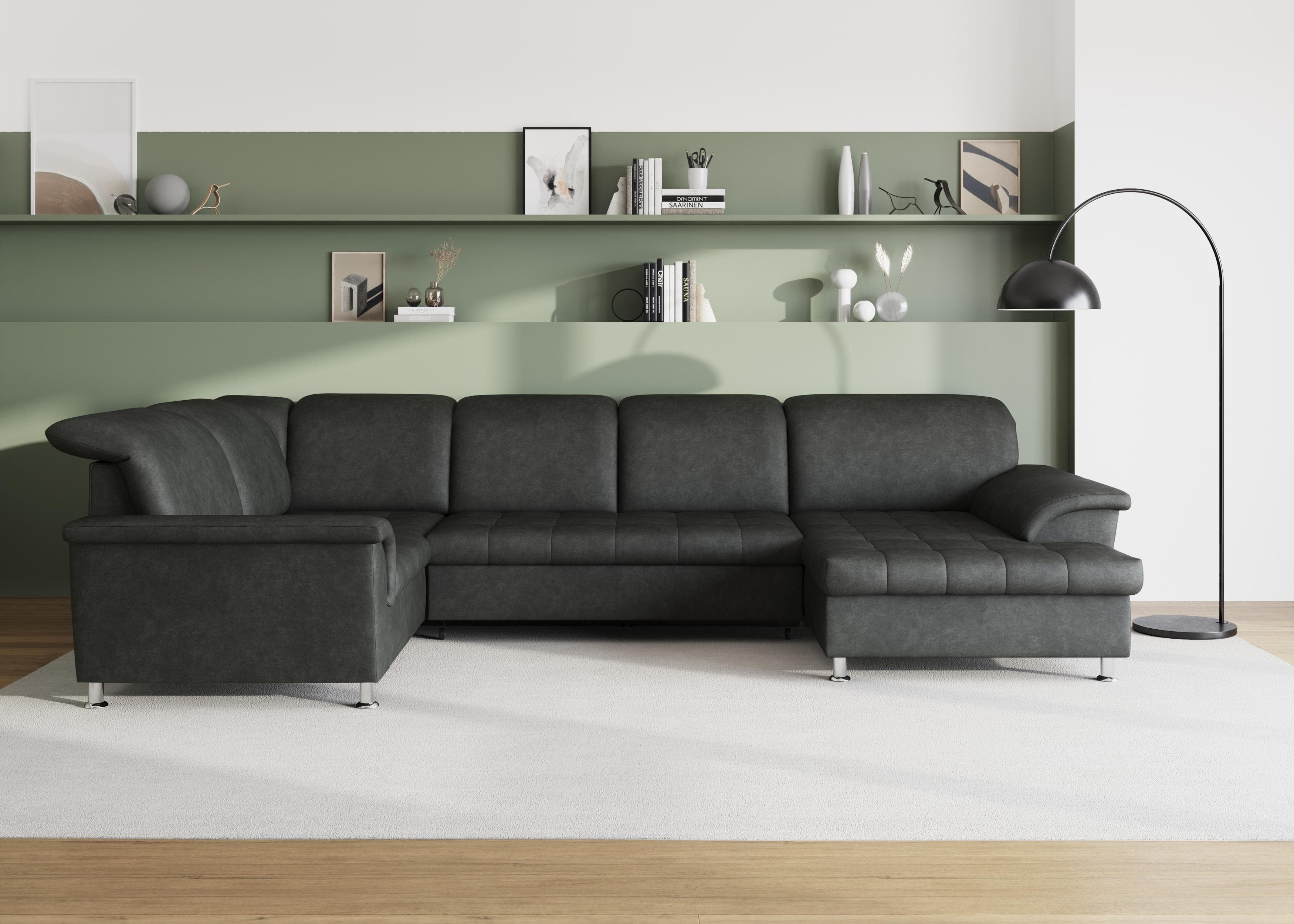 XXL Wohnlandschaft mit Bettfunktion und Bettkasten - Steppung im Sitz (U-Form)