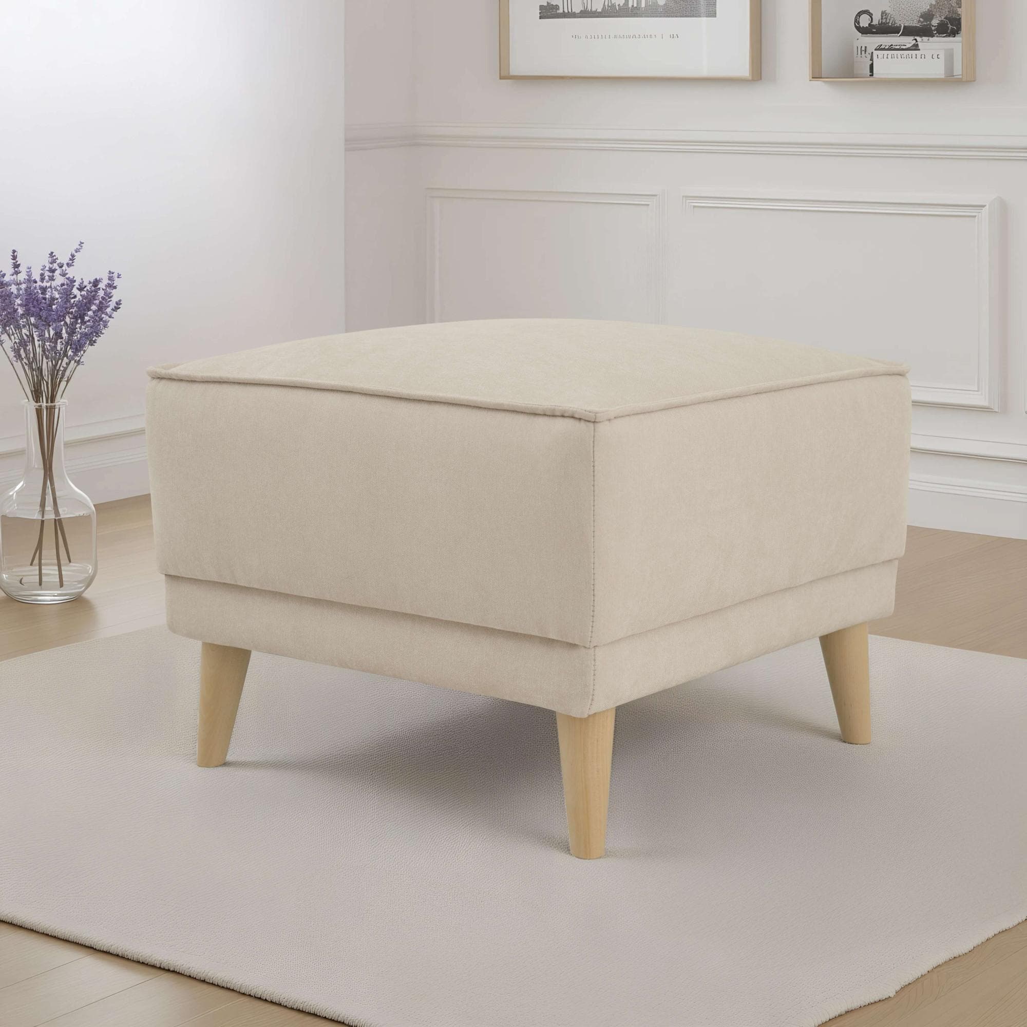 Polsterhocker OTTO HOME Oland Skandi beige Massivholzfüße