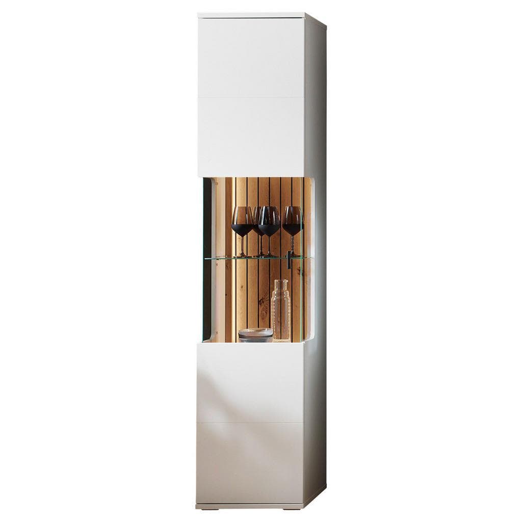 Stylife Vitrine Weiß Eiche Artisan Metall 5 Fächer